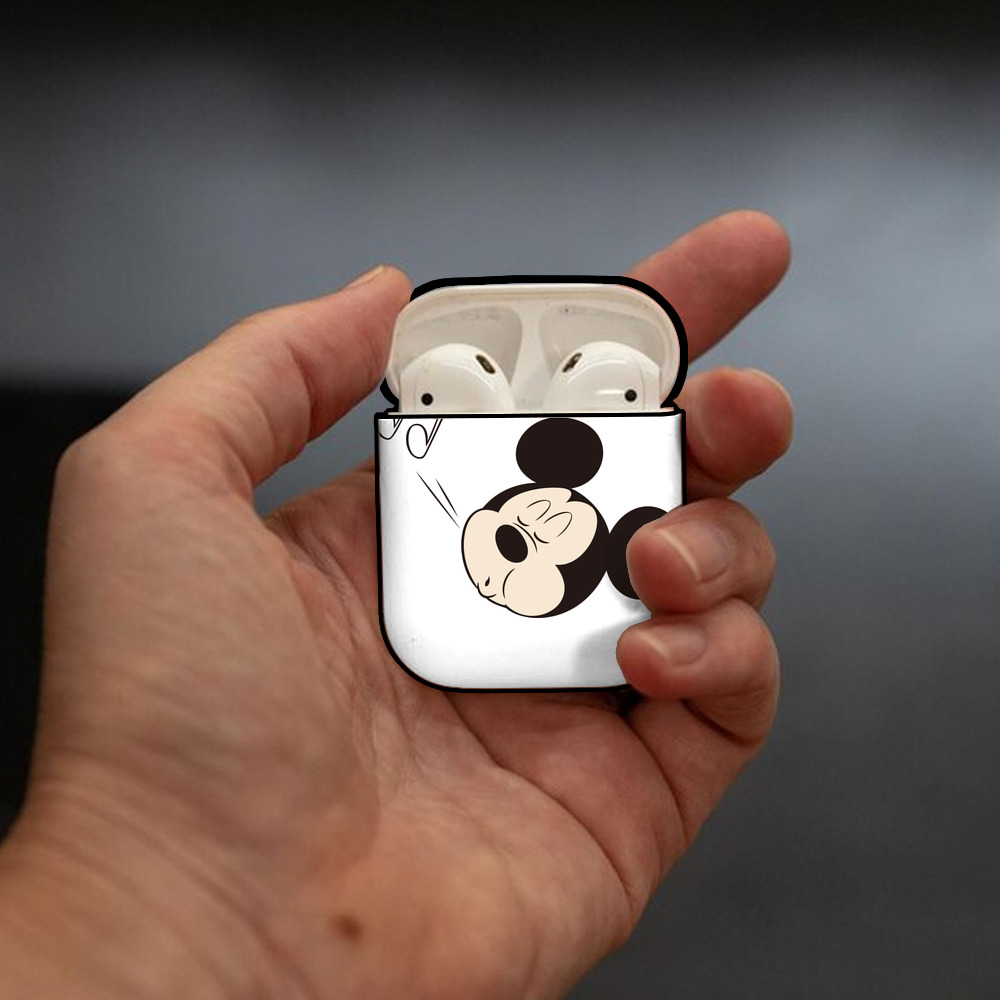 ミッキーマウス Mickey Mouse AirPods 第2世代保護ケース ハードシェル ブラック 耐衝撃・防指紋・カラビナ付き