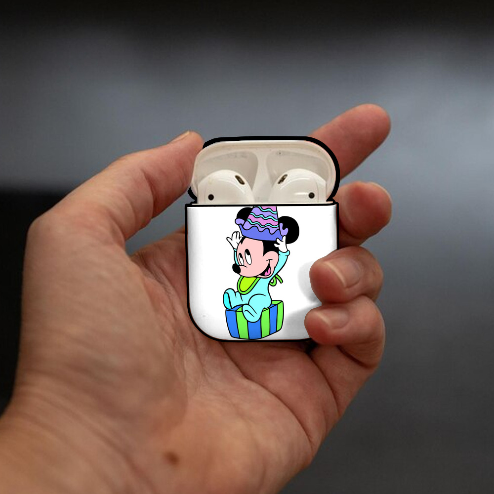 ミッキーマウス Mickey Mouse AirPods 第2世代保護ケース ハードシェル ブラック 耐衝撃・防指紋・カラビナ付き