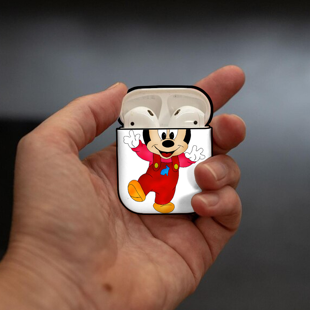 ミッキーマウス Mickey Mouse AirPods 第2世代保護ケース ハードシェル ブラック 耐衝撃・防指紋・カラビナ付き