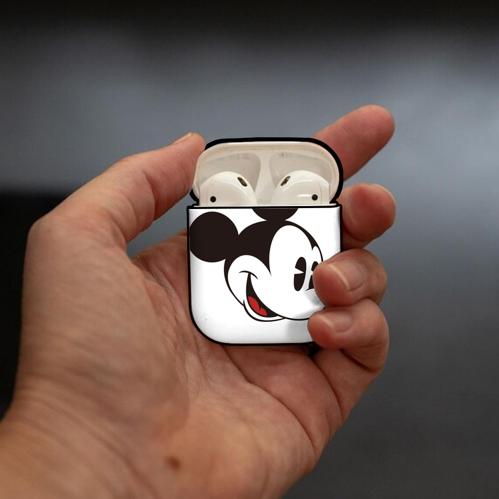 ミッキーマウス Mickey Mouse AirPods 第2世代保護ケース ハードシェル ブラック 耐衝撃・防指紋・カラビナ付き