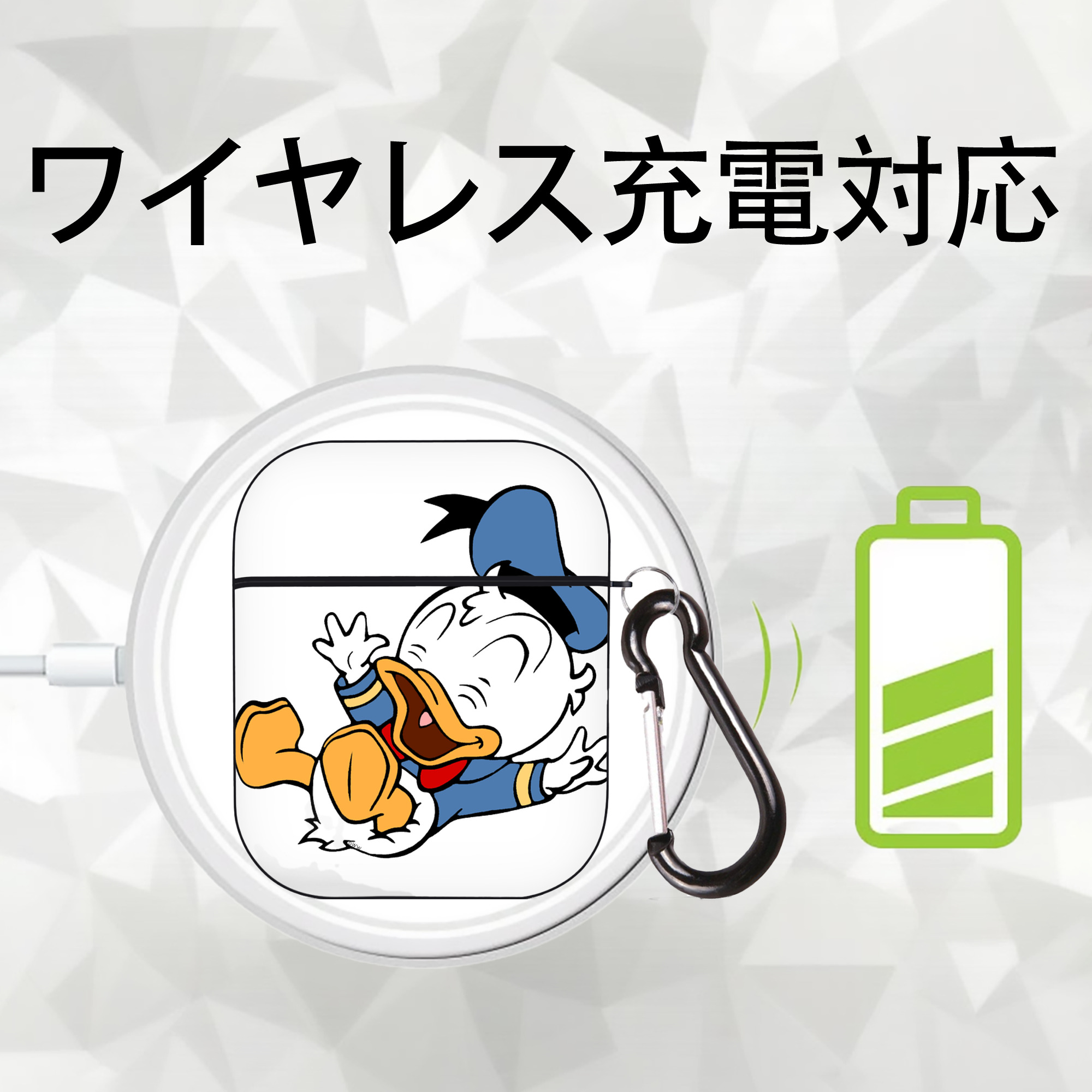 ミッキーマウス Mickey Mouse AirPods 第2世代保護ケース ハードシェル ブラック 耐衝撃・防指紋・カラビナ付き
