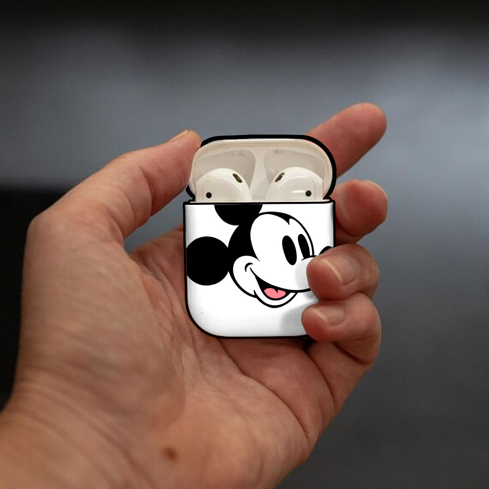 ミッキーマウス Mickey Mouse AirPods 第2世代保護ケース ハードシェル ブラック 耐衝撃・防指紋・カラビナ付き