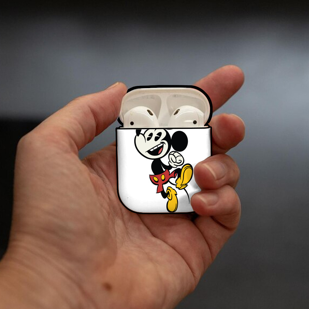 ミッキーマウス Mickey Mouse AirPods 第2世代保護ケース ハードシェル ブラック 耐衝撃・防指紋・カラビナ付き