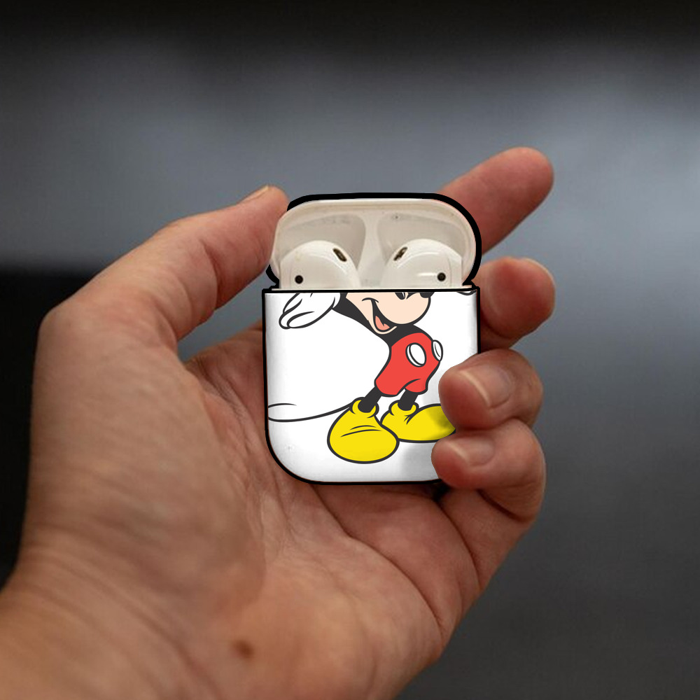 ミッキーマウス Mickey Mouse AirPods 第2世代保護ケース ハードシェル ブラック 耐衝撃・防指紋・カラビナ付き