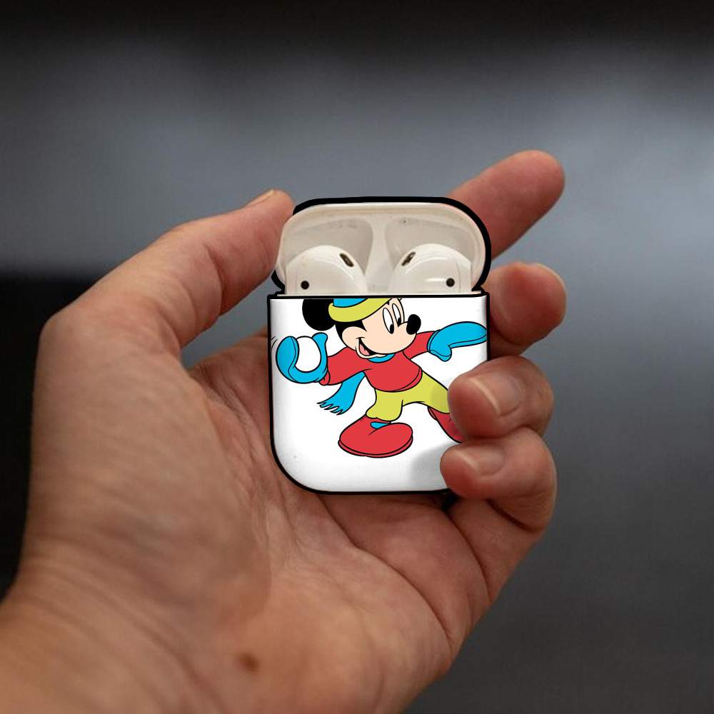 ミッキーマウス Mickey Mouse AirPods 第2世代保護ケース ハードシェル ブラック 耐衝撃・防指紋・カラビナ付き