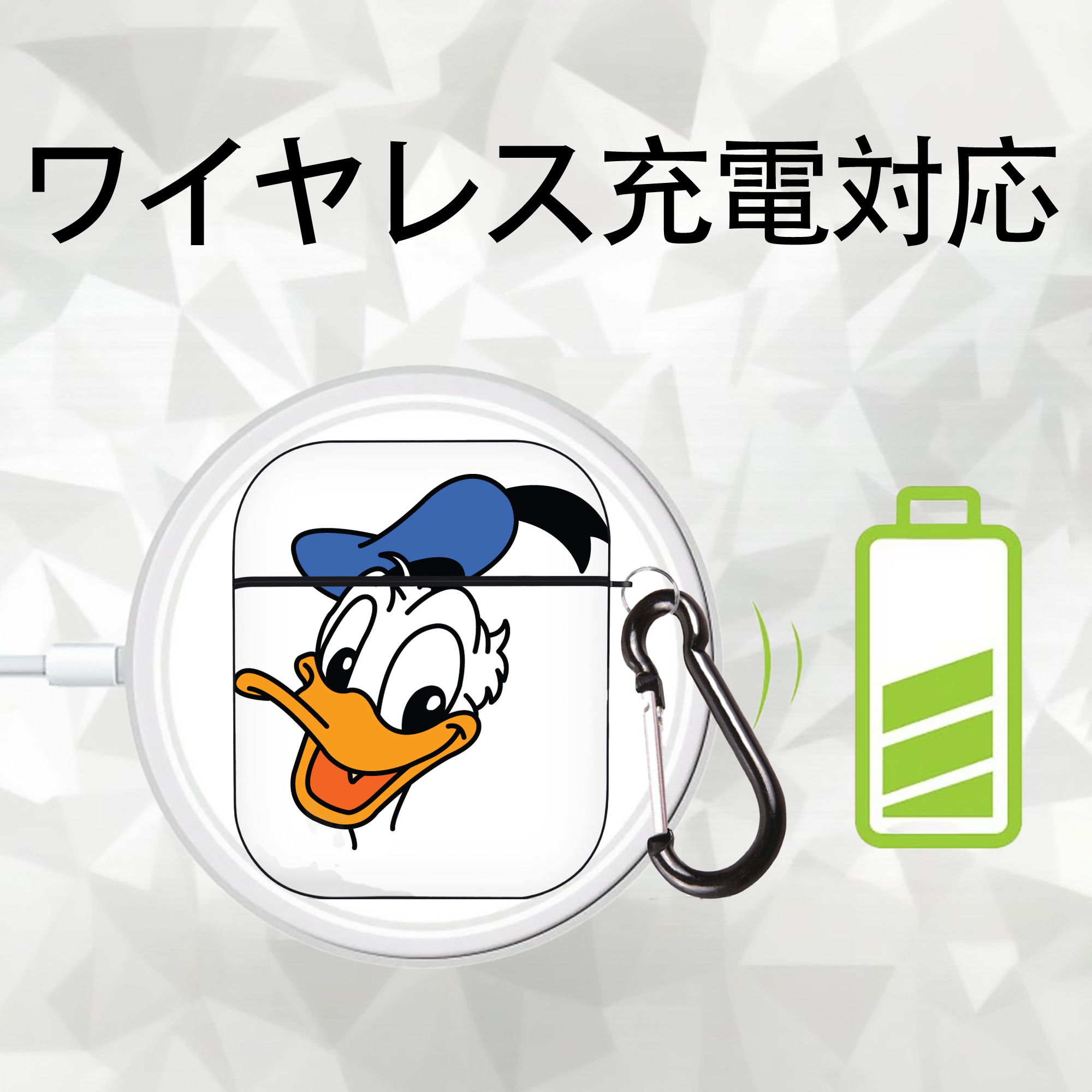 ミッキーマウス Mickey Mouse AirPods 第2世代保護ケース ハードシェル ブラック 耐衝撃・防指紋・カラビナ付き