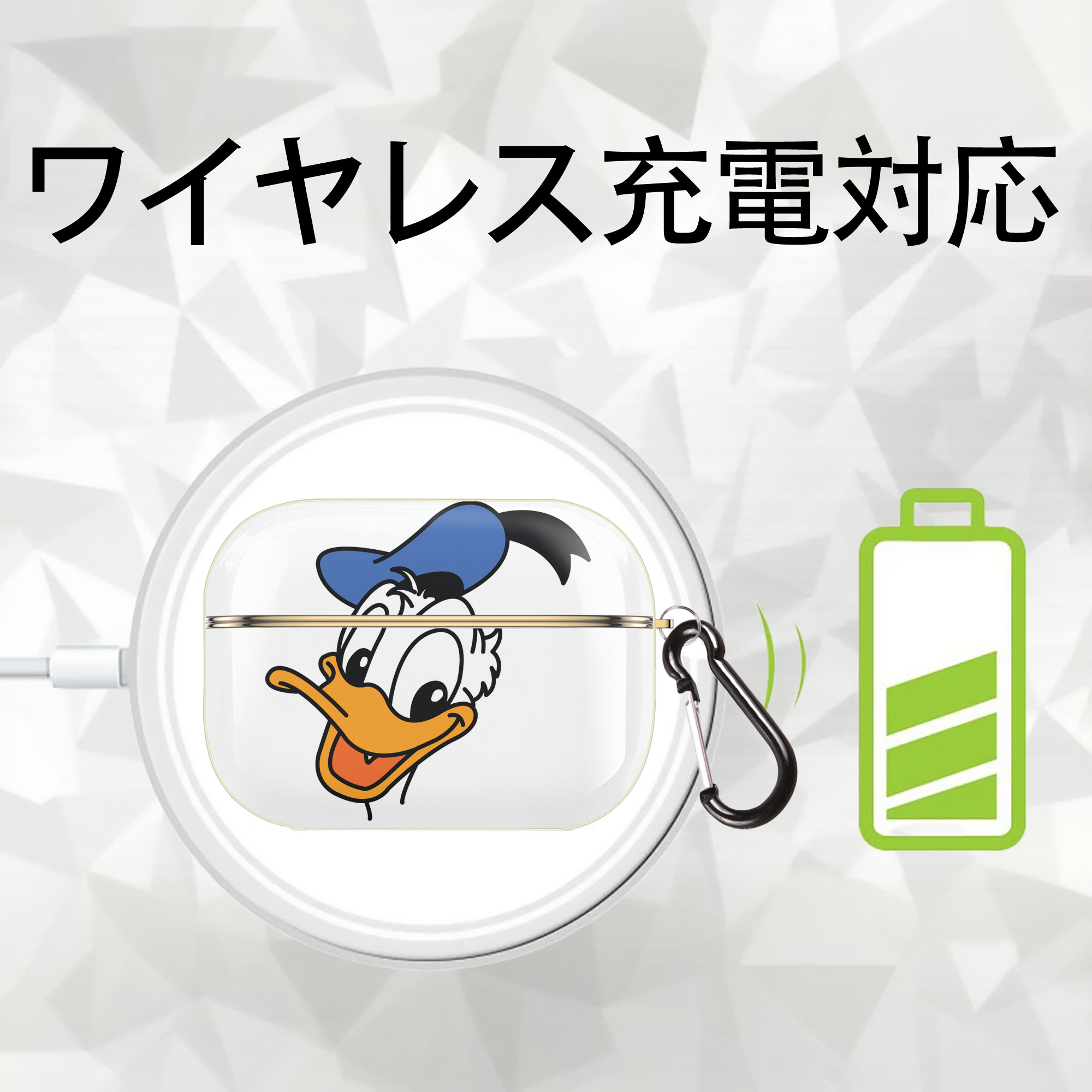 ミッキーマウス Mickey Mouse 【AirPods Pro用】ハードシェル保護ケース｜耐衝撃・防指紋・カラビナ付き商品仕様