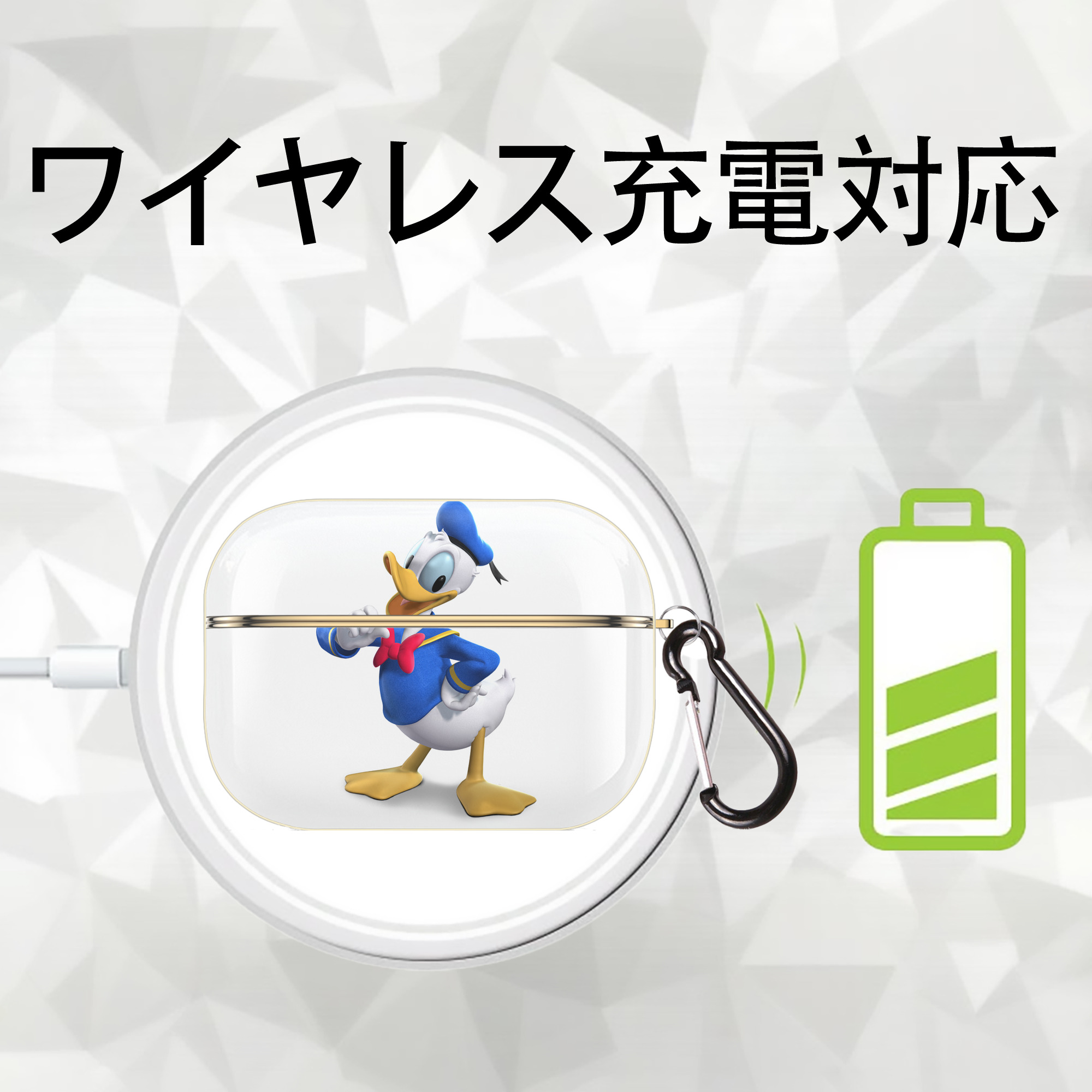 ミッキーマウス Mickey Mouse 【AirPods Pro用】ハードシェル保護ケース｜耐衝撃・防指紋・カラビナ付き商品仕様