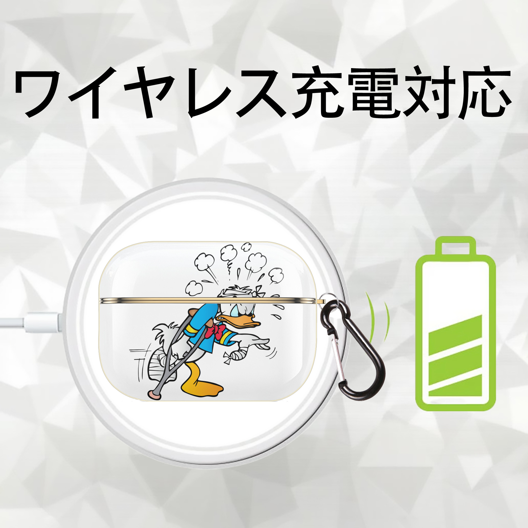 ミッキーマウス Mickey Mouse 【AirPods Pro用】ハードシェル保護ケース｜耐衝撃・防指紋・カラビナ付き商品仕様