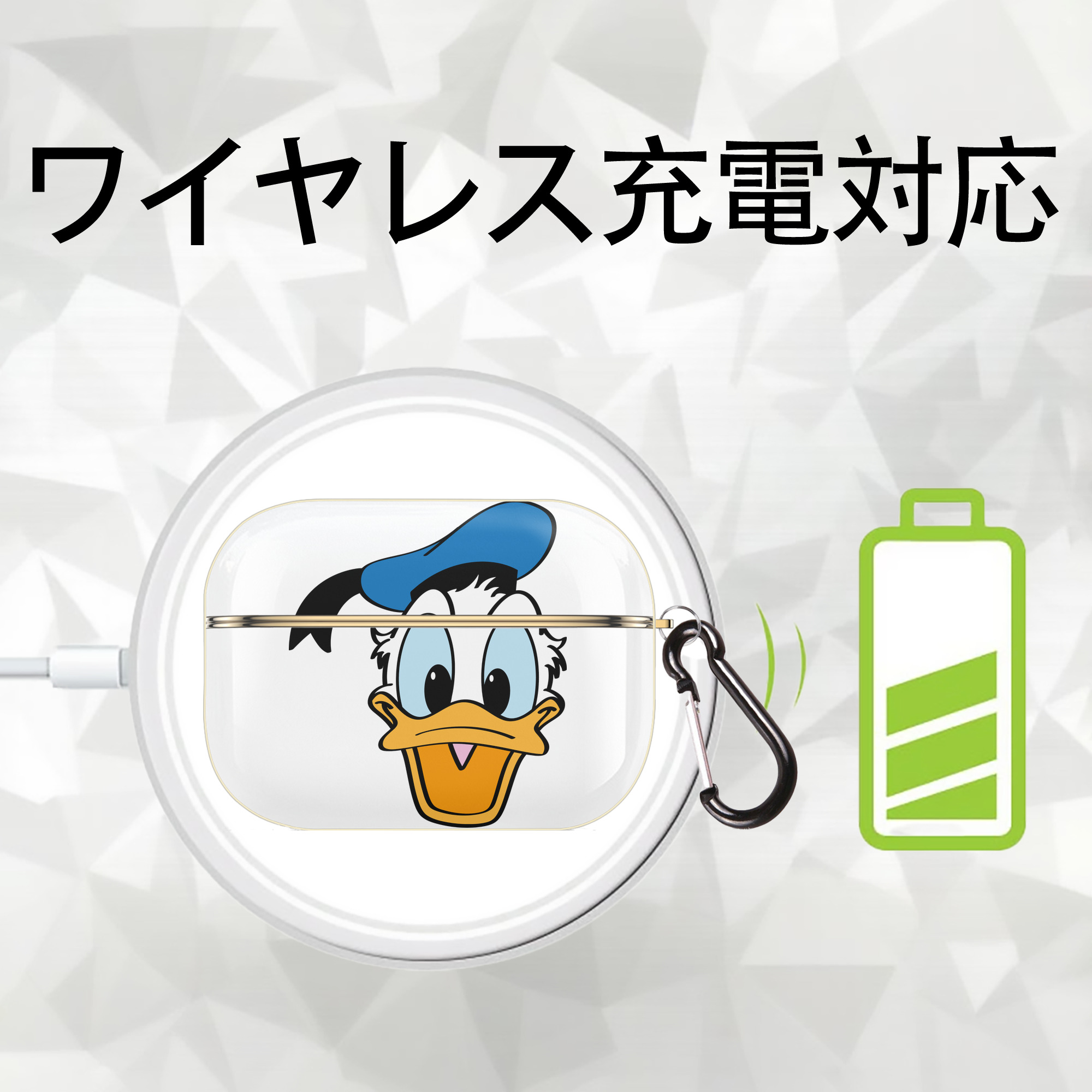 ミッキーマウス Mickey Mouse 【AirPods Pro用】ハードシェル保護ケース｜耐衝撃・防指紋・カラビナ付き商品仕様