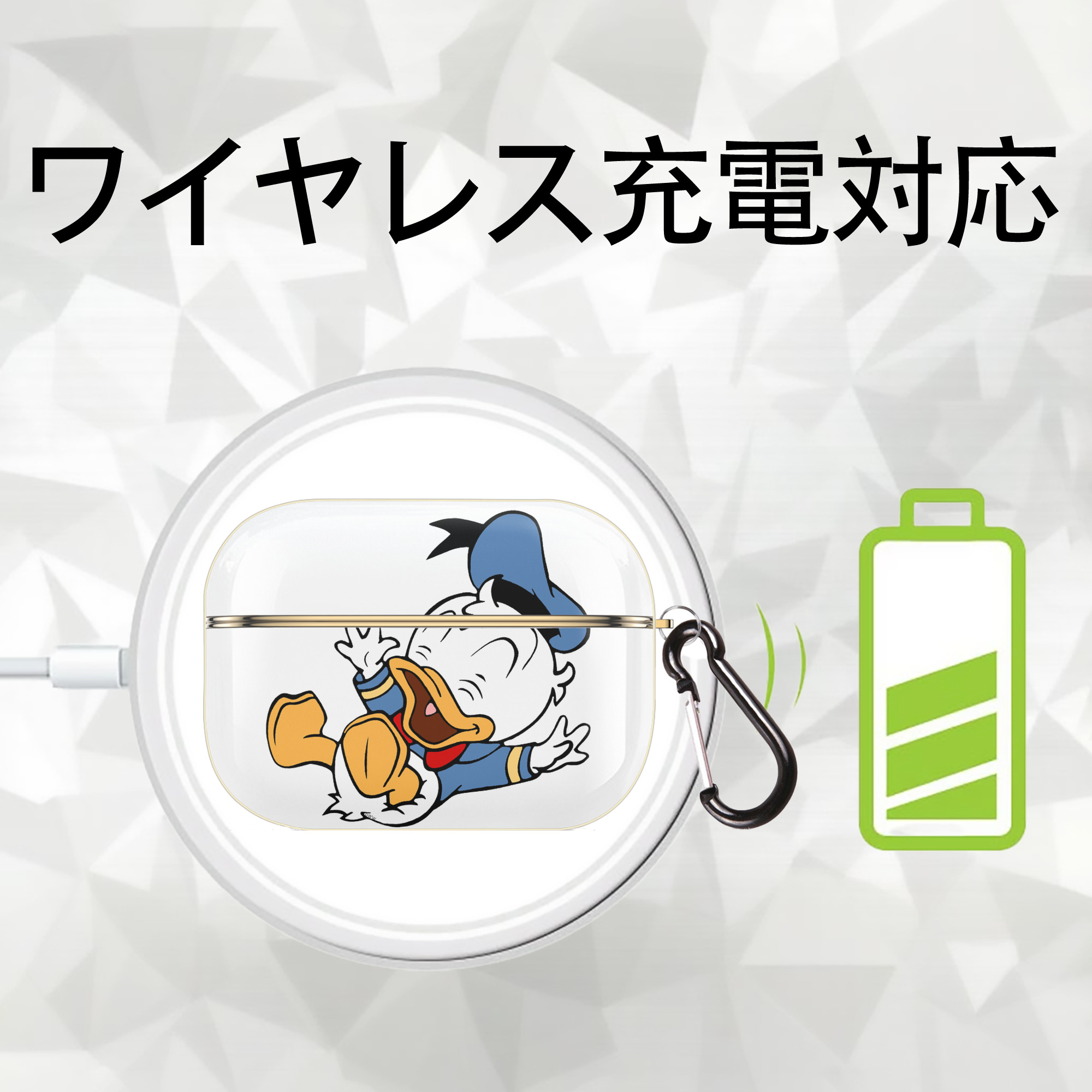 ミッキーマウス Mickey Mouse 【AirPods Pro用】ハードシェル保護ケース｜耐衝撃・防指紋・カラビナ付き商品仕様