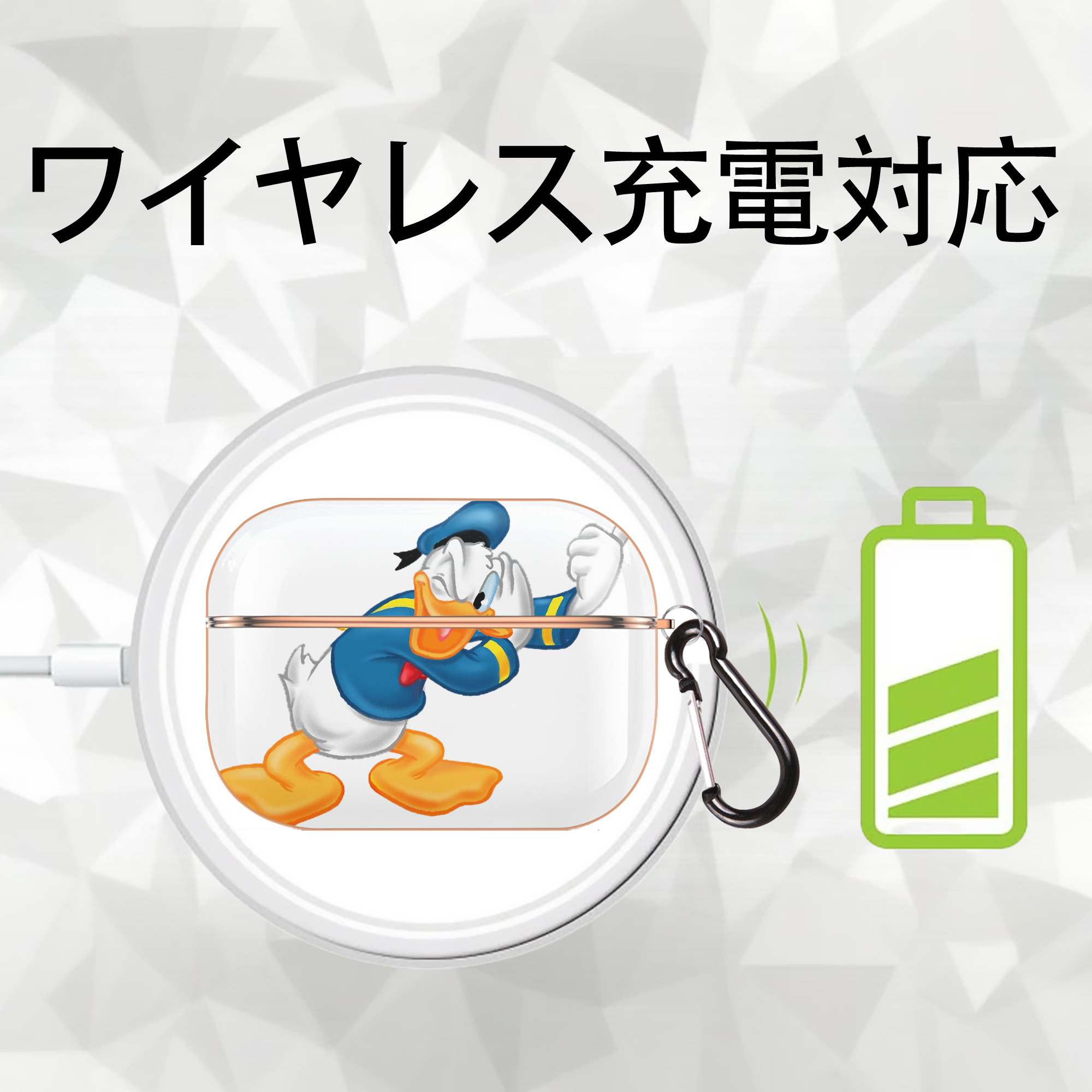 ミッキーマウス Mickey Mouse 【AirPods Pro用】ハードシェル保護ケース｜耐衝撃・防指紋・カラビナ付き商品仕様