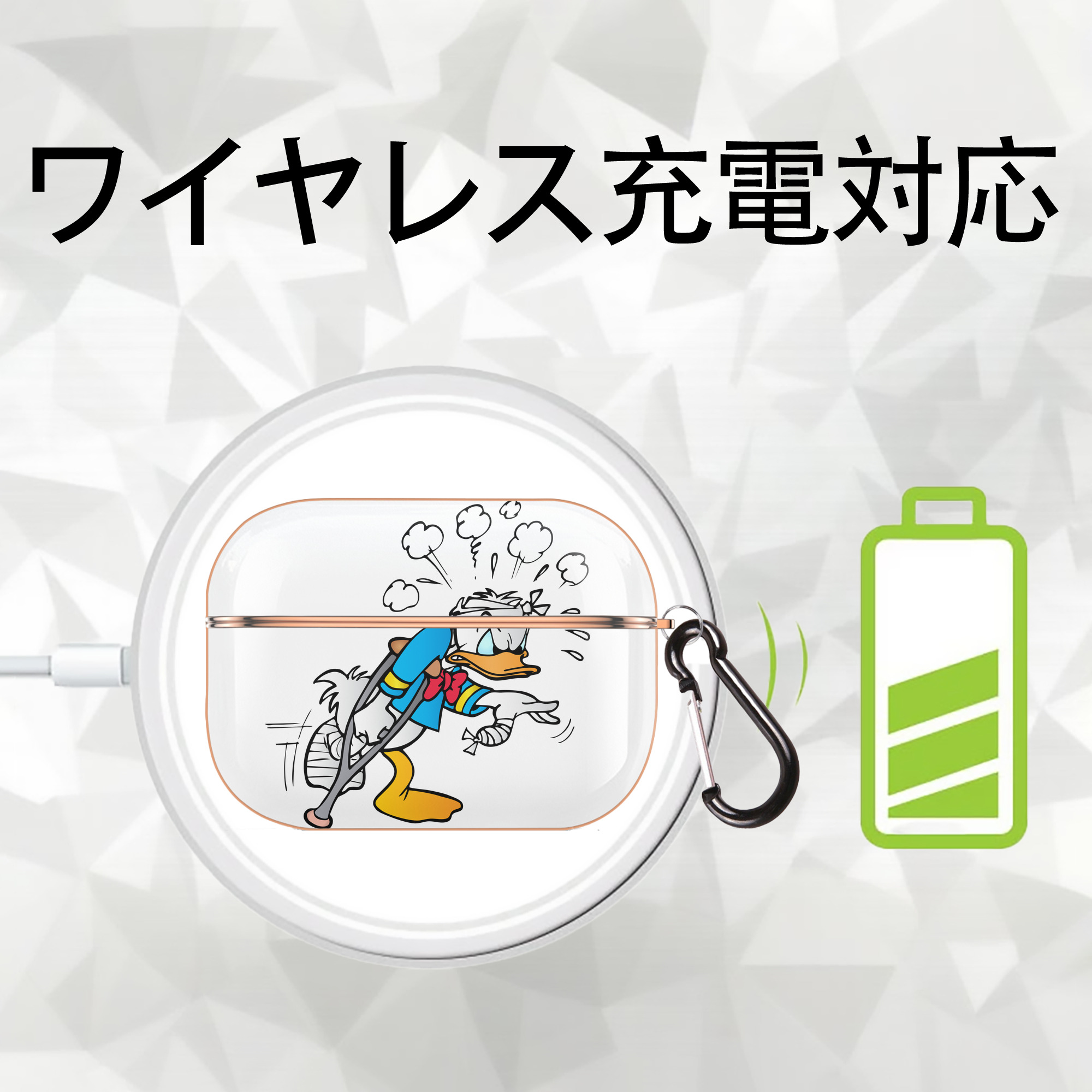 ミッキーマウス Mickey Mouse 【AirPods Pro用】ハードシェル保護ケース｜耐衝撃・防指紋・カラビナ付き商品仕様