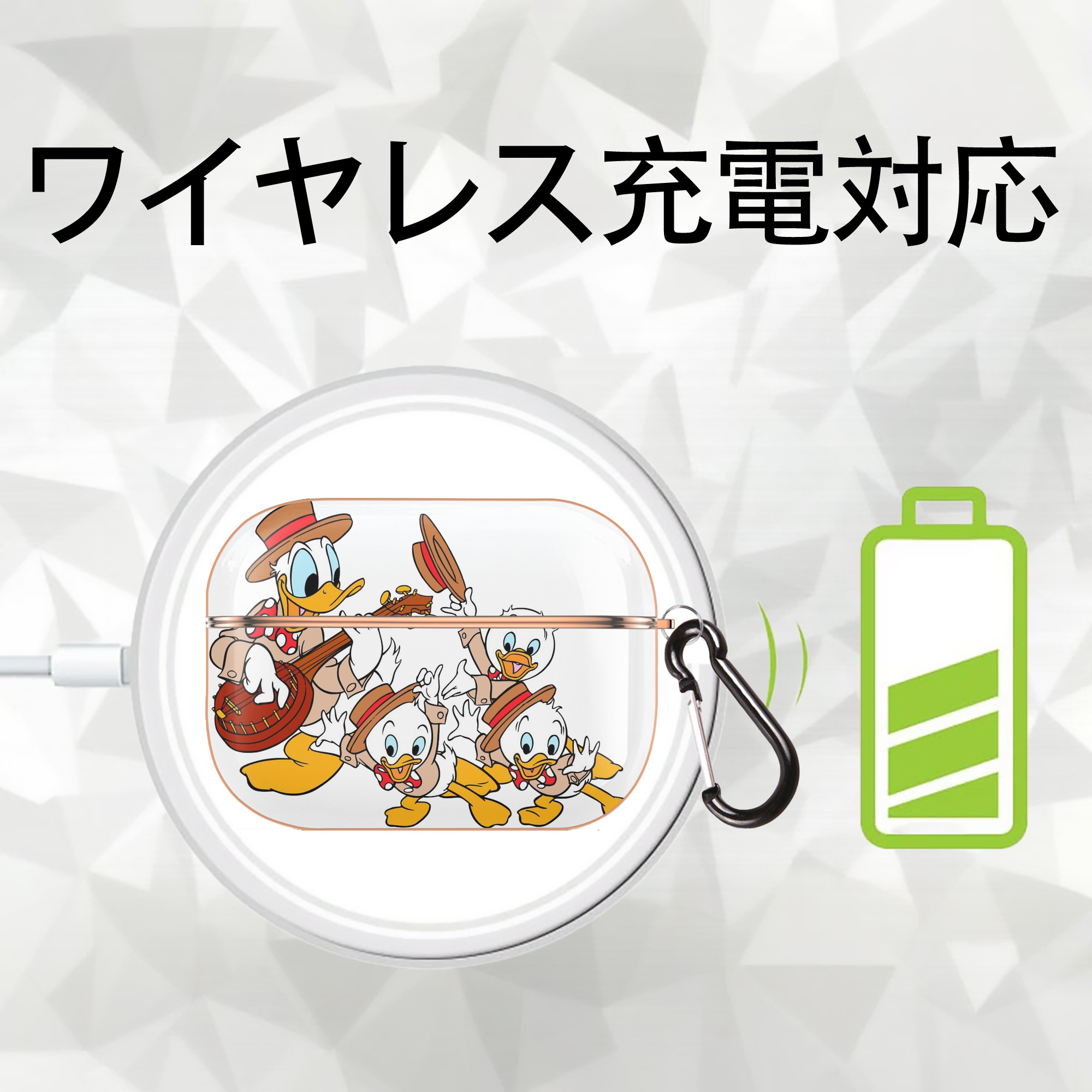 ミッキーマウス Mickey Mouse 【AirPods Pro用】ハードシェル保護ケース｜耐衝撃・防指紋・カラビナ付き商品仕様
