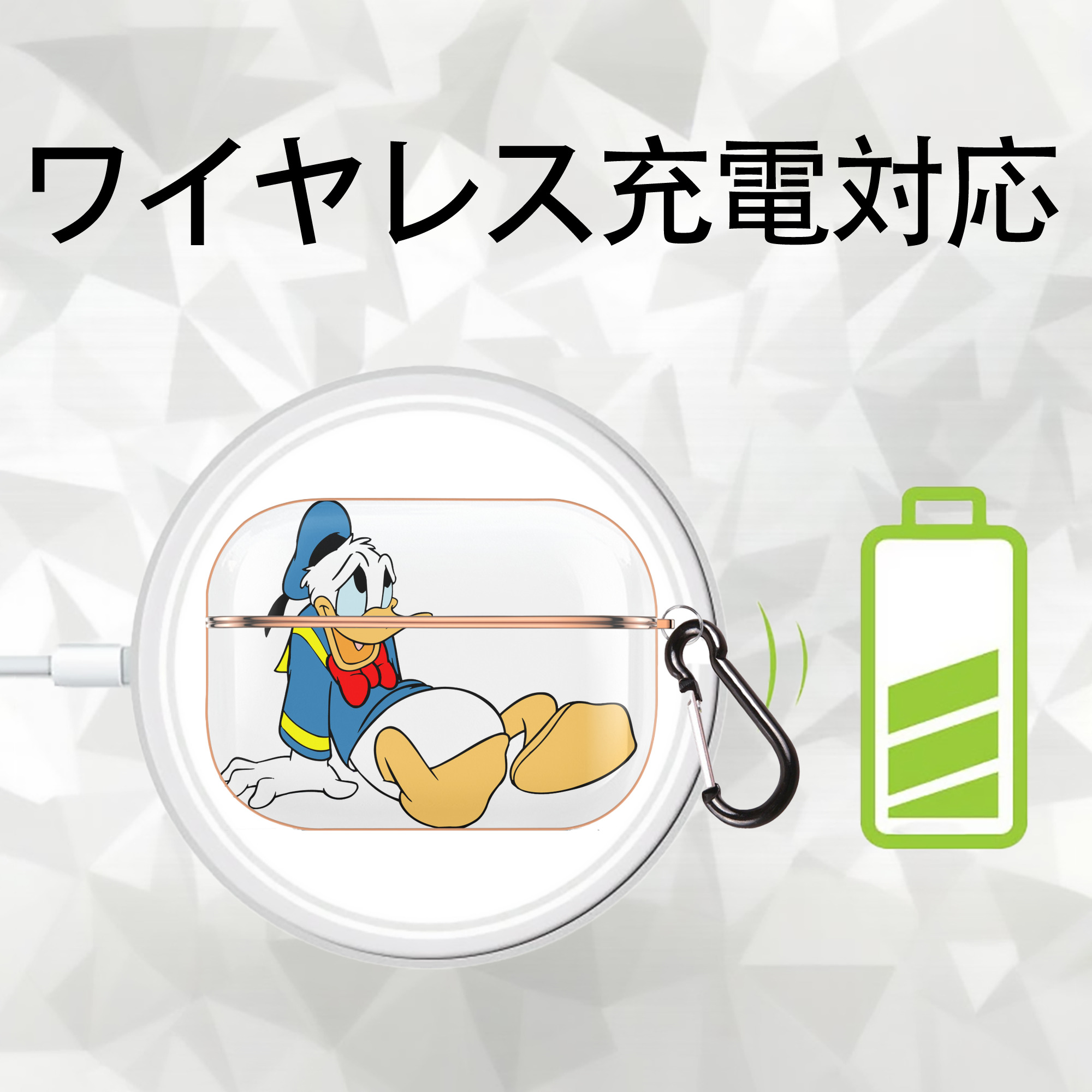 ミッキーマウス Mickey Mouse 【AirPods Pro用】ハードシェル保護ケース｜耐衝撃・防指紋・カラビナ付き商品仕様