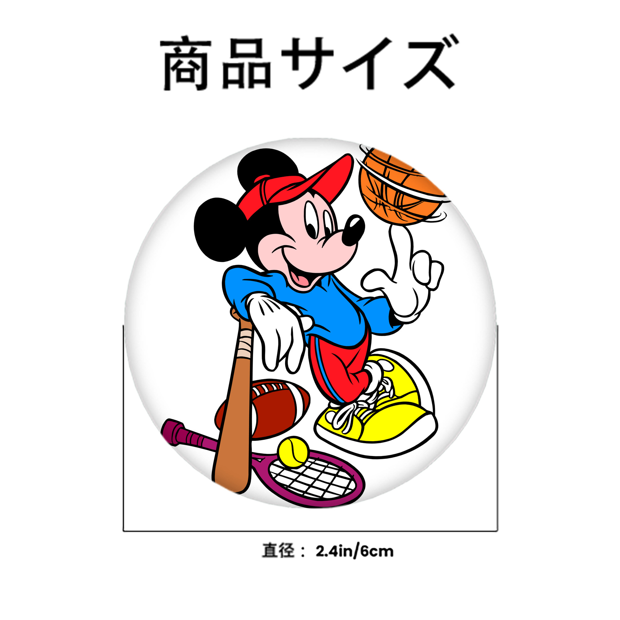 ミッキーマウス Mickey Mouse 6cm 缶バッジ 複数セット