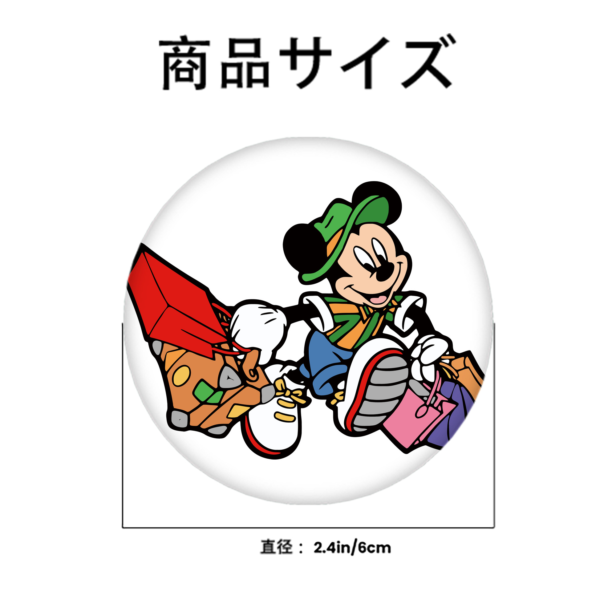 ミッキーマウス Mickey Mouse 6cm 缶バッジ 複数セット
