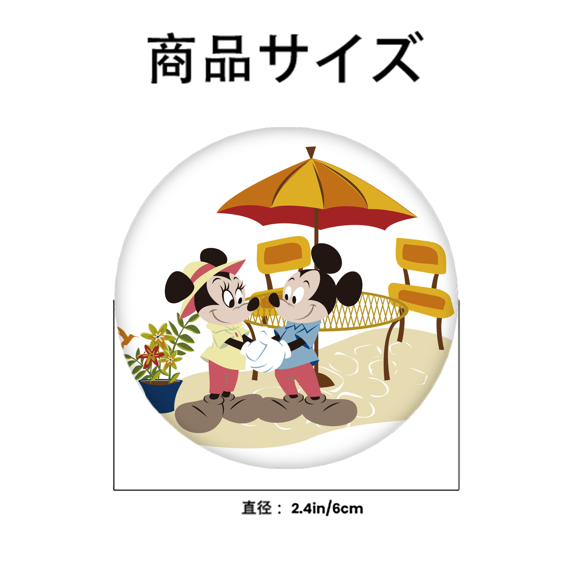 ミッキーマウス Mickey Mouse 6cm 缶バッジ 複数セット