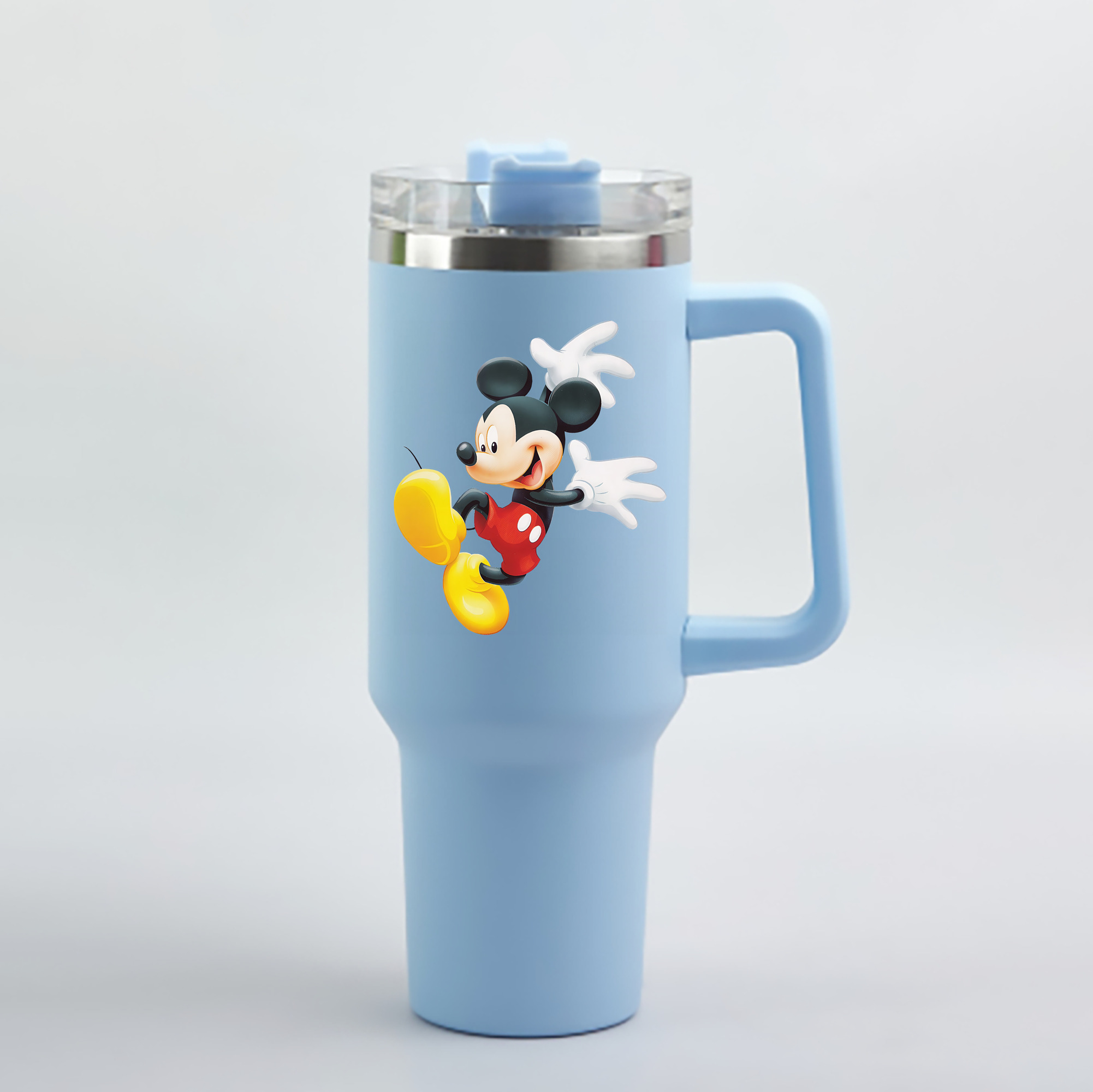 （画像用） ミッキーマウス Mickey Mouse 1200mL車用タンブラー - クリスタルステッカー（プラスチックストロー付き）