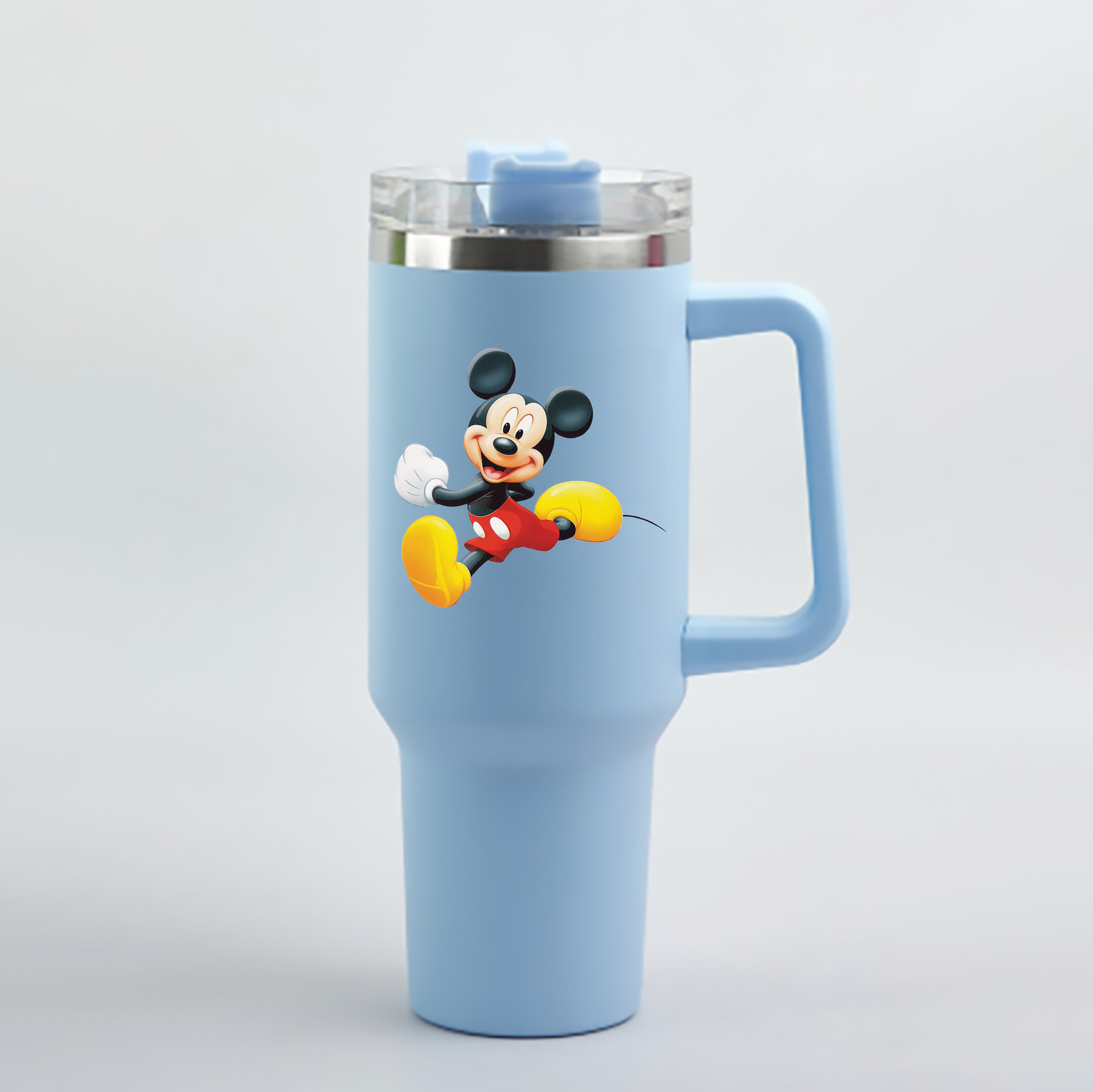 （画像用） ミッキーマウス Mickey Mouse 1200mL車用タンブラー - クリスタルステッカー（プラスチックストロー付き）