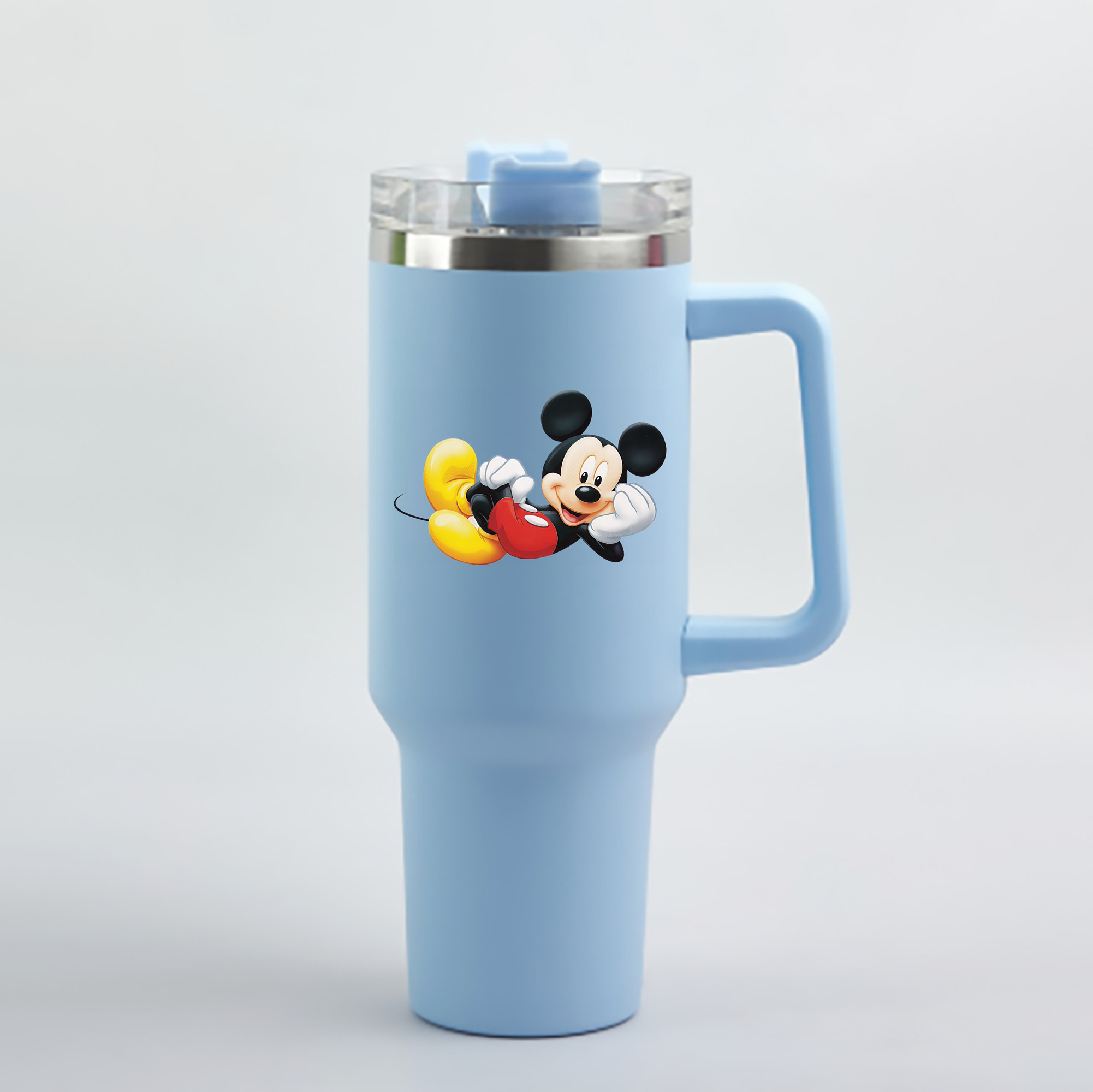 （画像用） ミッキーマウス Mickey Mouse 1200mL車用タンブラー - クリスタルステッカー（プラスチックストロー付き）