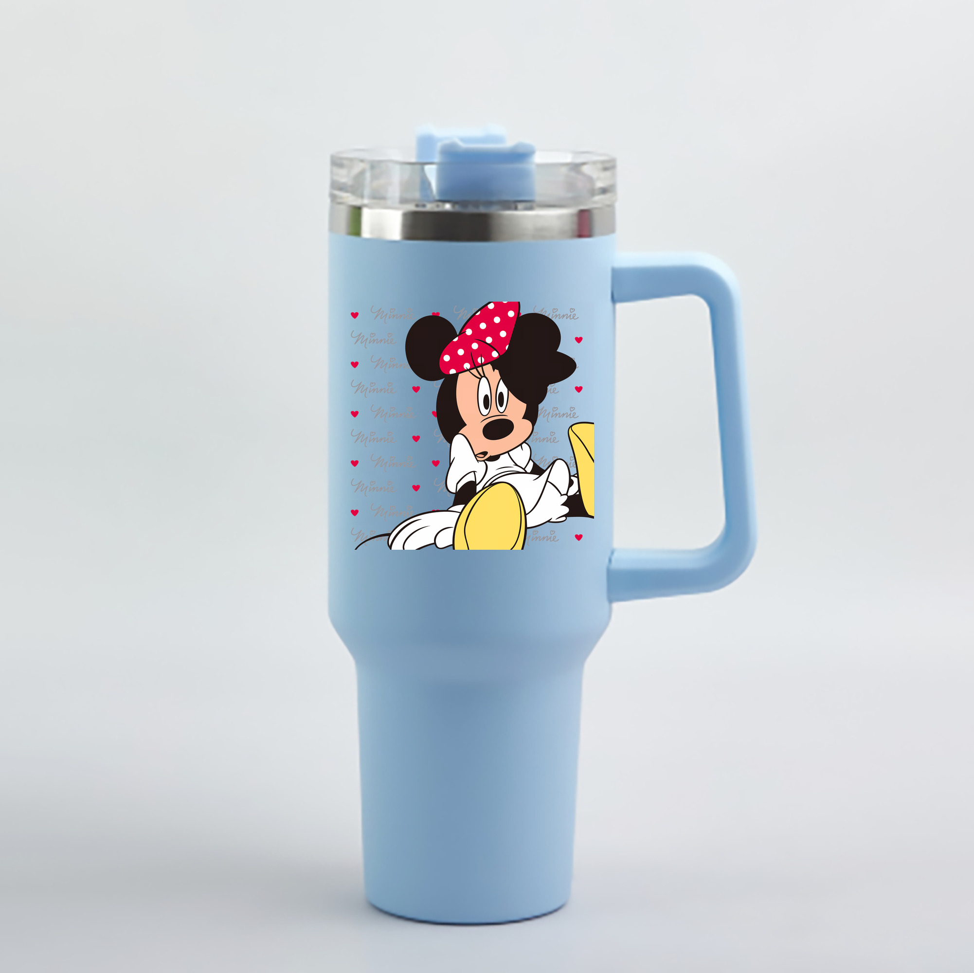 （画像用） ミッキーマウス Mickey Mouse 1200mL車用タンブラー - クリスタルステッカー（プラスチックストロー付き）