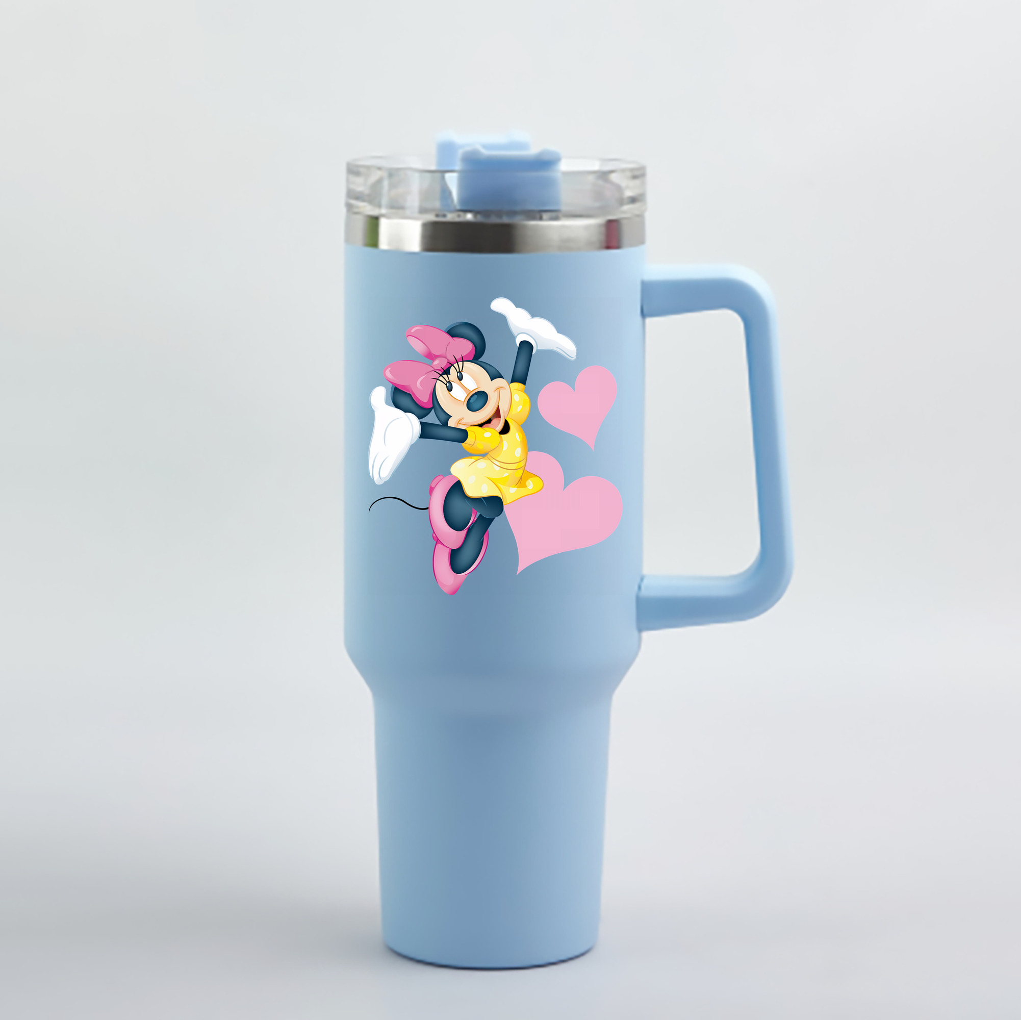 （画像用） ミッキーマウス Mickey Mouse 1200mL車用タンブラー - クリスタルステッカー（プラスチックストロー付き）