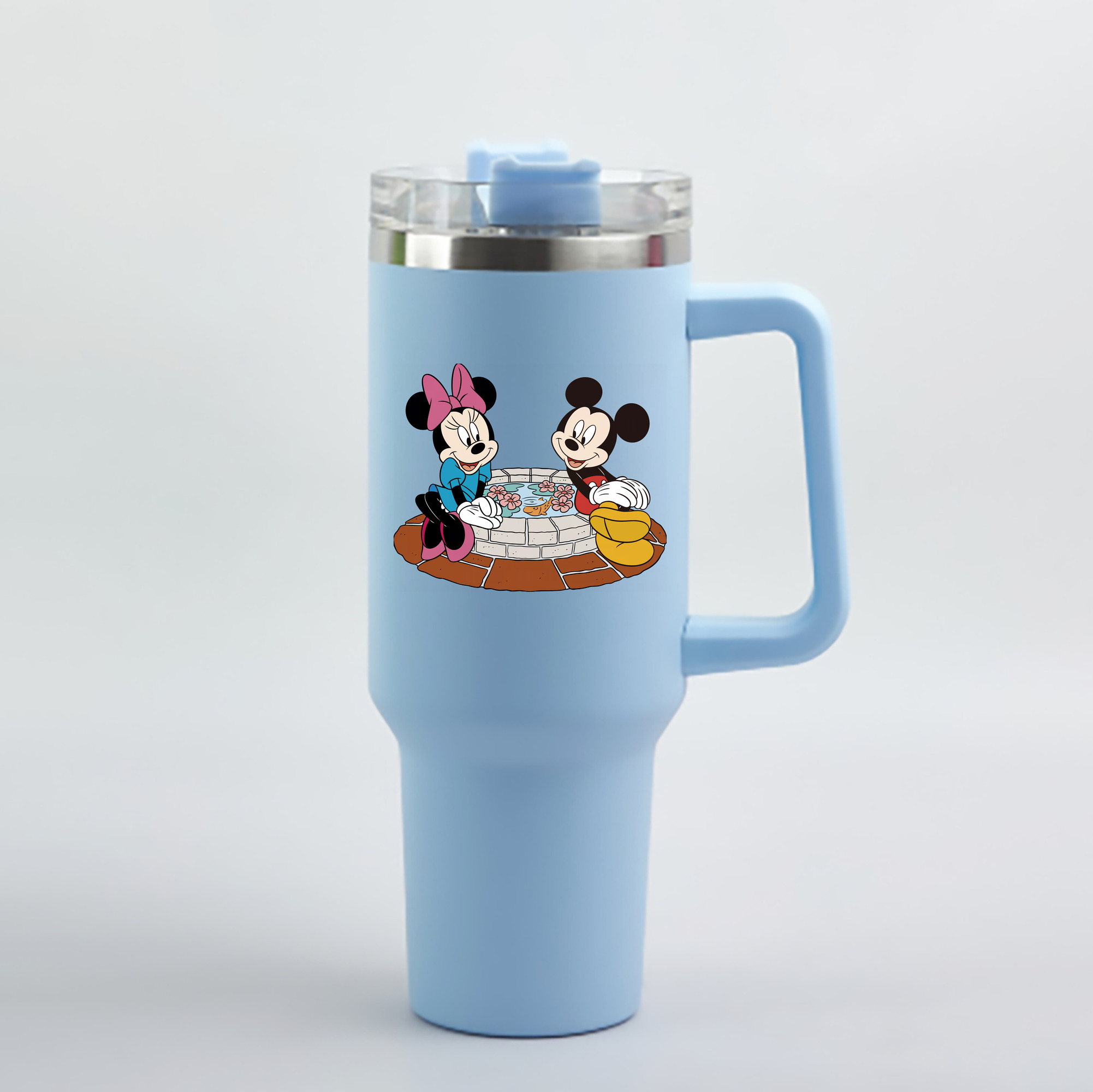 （画像用） ミッキーマウス Mickey Mouse 1200mL車用タンブラー - クリスタルステッカー（プラスチックストロー付き）