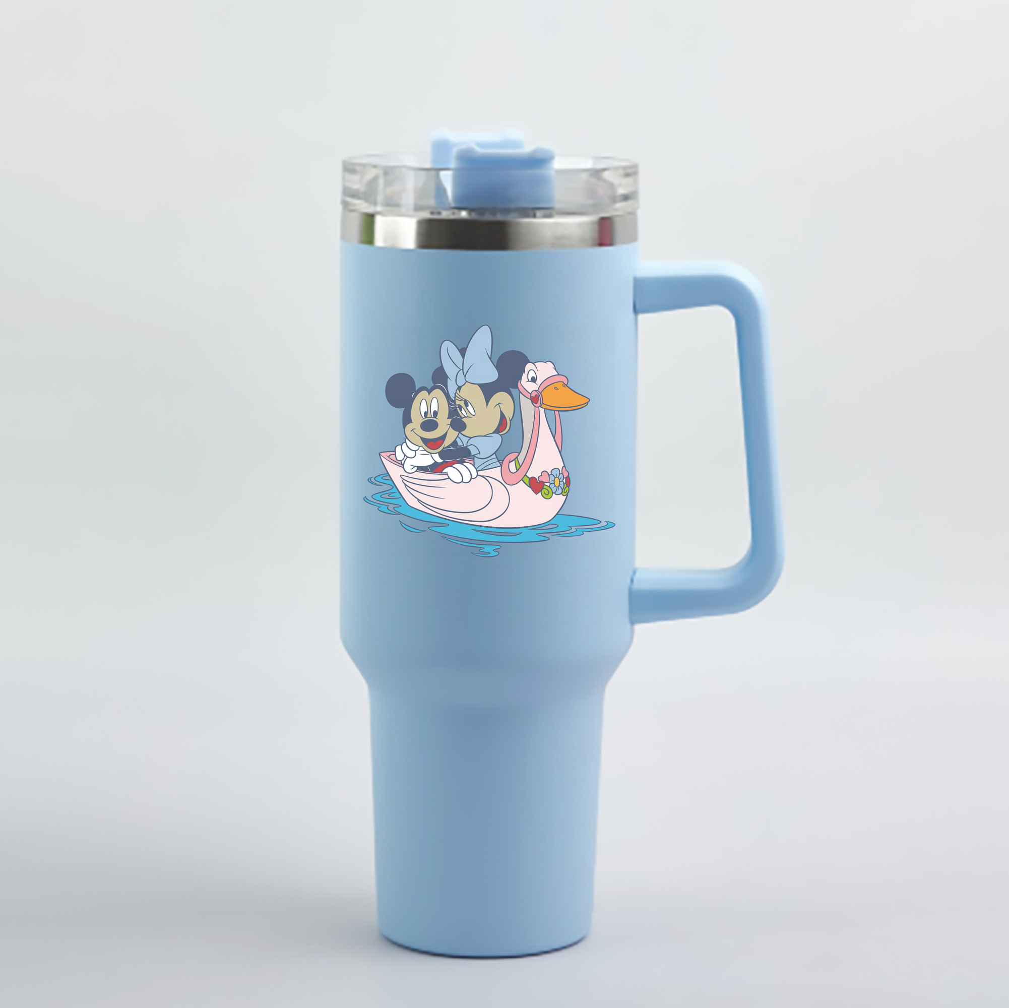 （画像用） ミッキーマウス Mickey Mouse 1200mL車用タンブラー - クリスタルステッカー（プラスチックストロー付き）