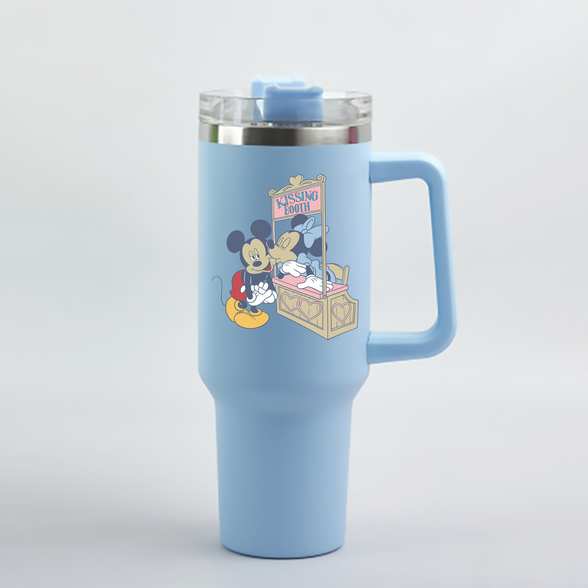 （画像用） ミッキーマウス Mickey Mouse 1200mL車用タンブラー - クリスタルステッカー（プラスチックストロー付き）