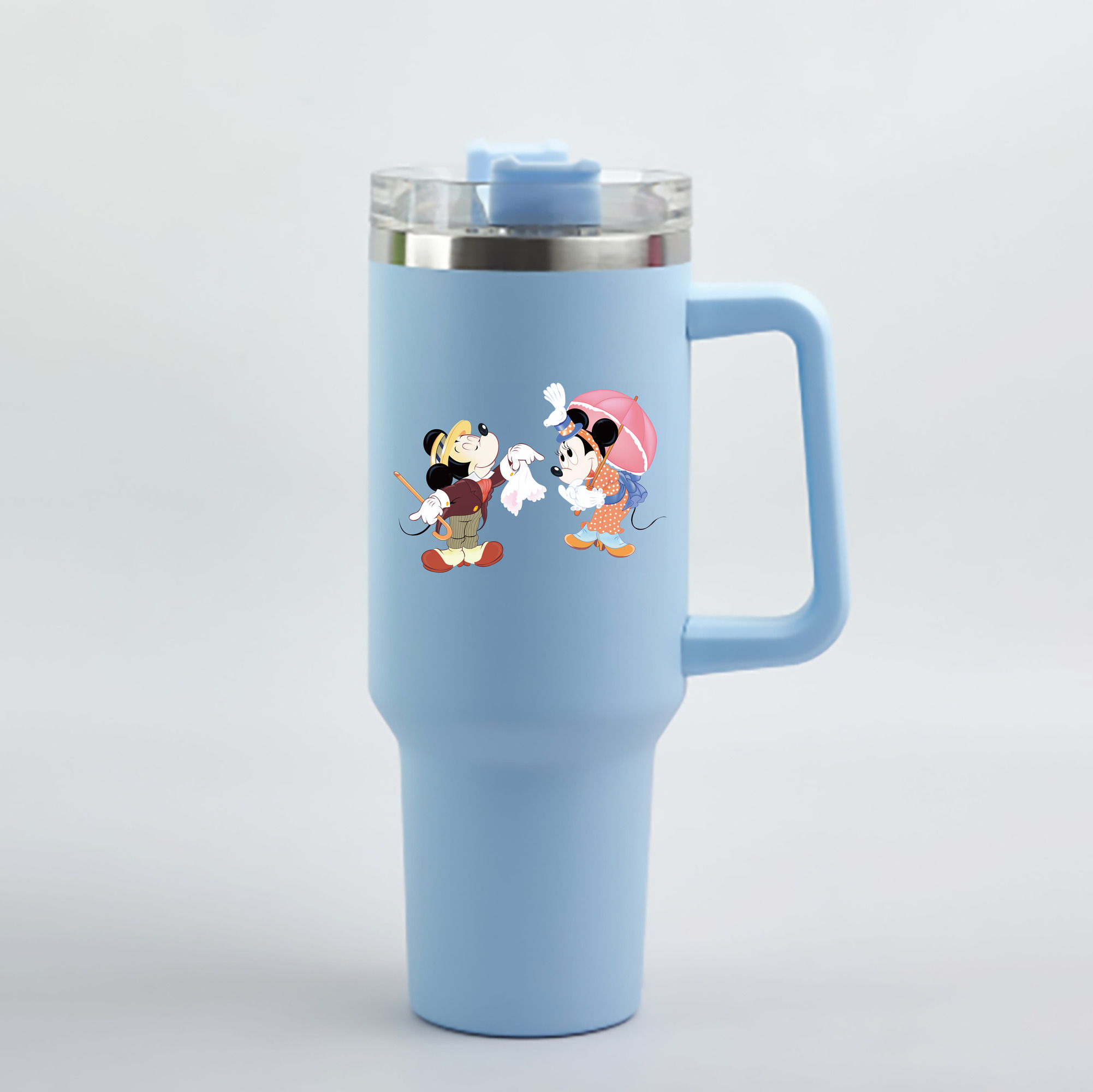 （画像用） ミッキーマウス Mickey Mouse 1200mL車用タンブラー - クリスタルステッカー（プラスチックストロー付き）