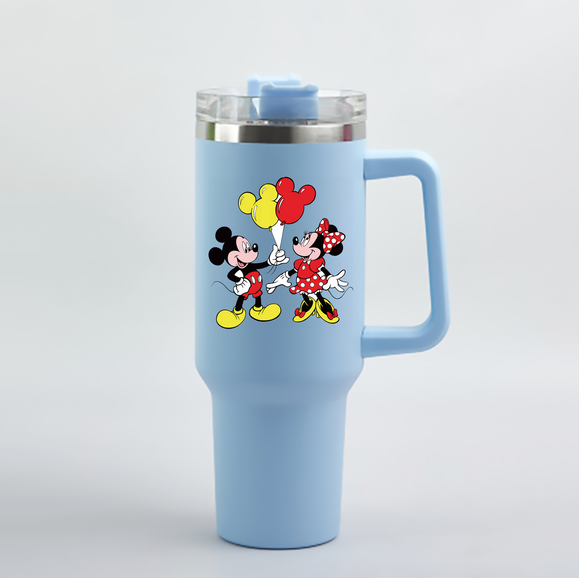 （画像用） ミッキーマウス Mickey Mouse 1200mL車用タンブラー - クリスタルステッカー（プラスチックストロー付き）
