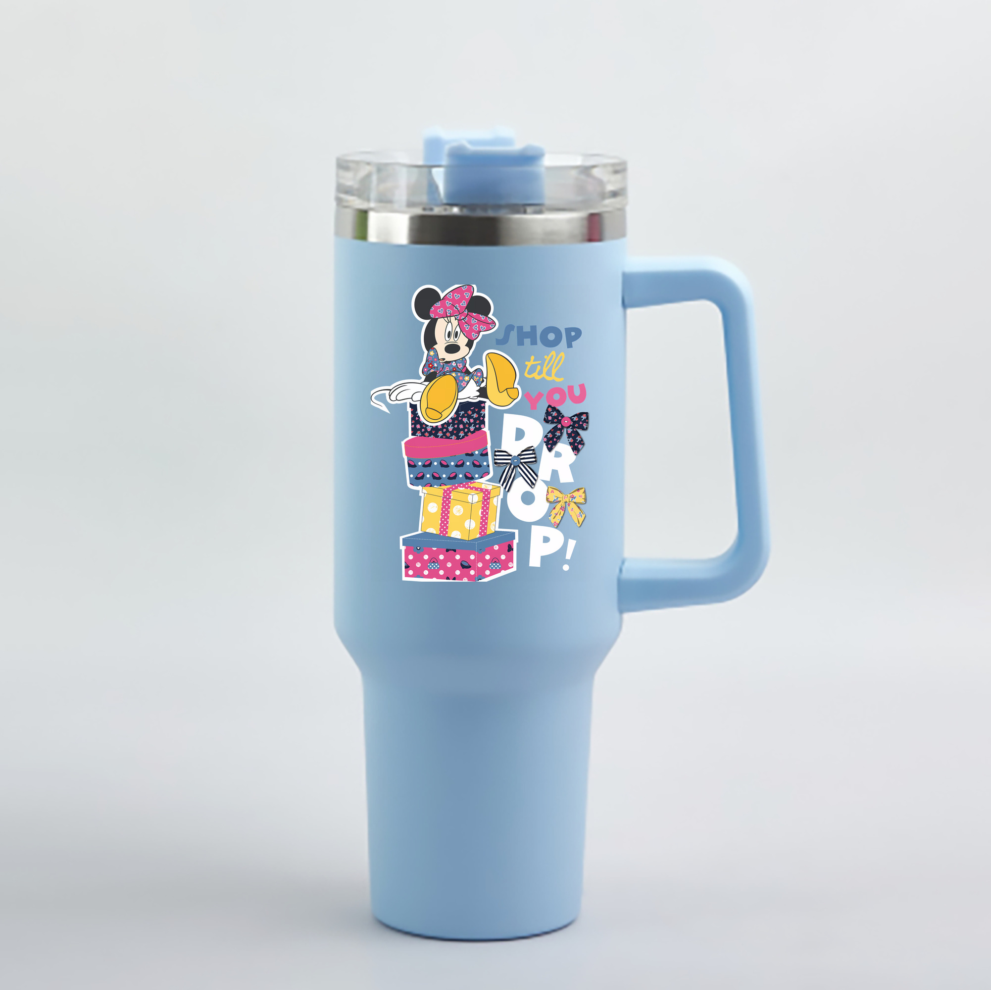 （画像用） ミッキーマウス Mickey Mouse 1200mL車用タンブラー - クリスタルステッカー（プラスチックストロー付き）