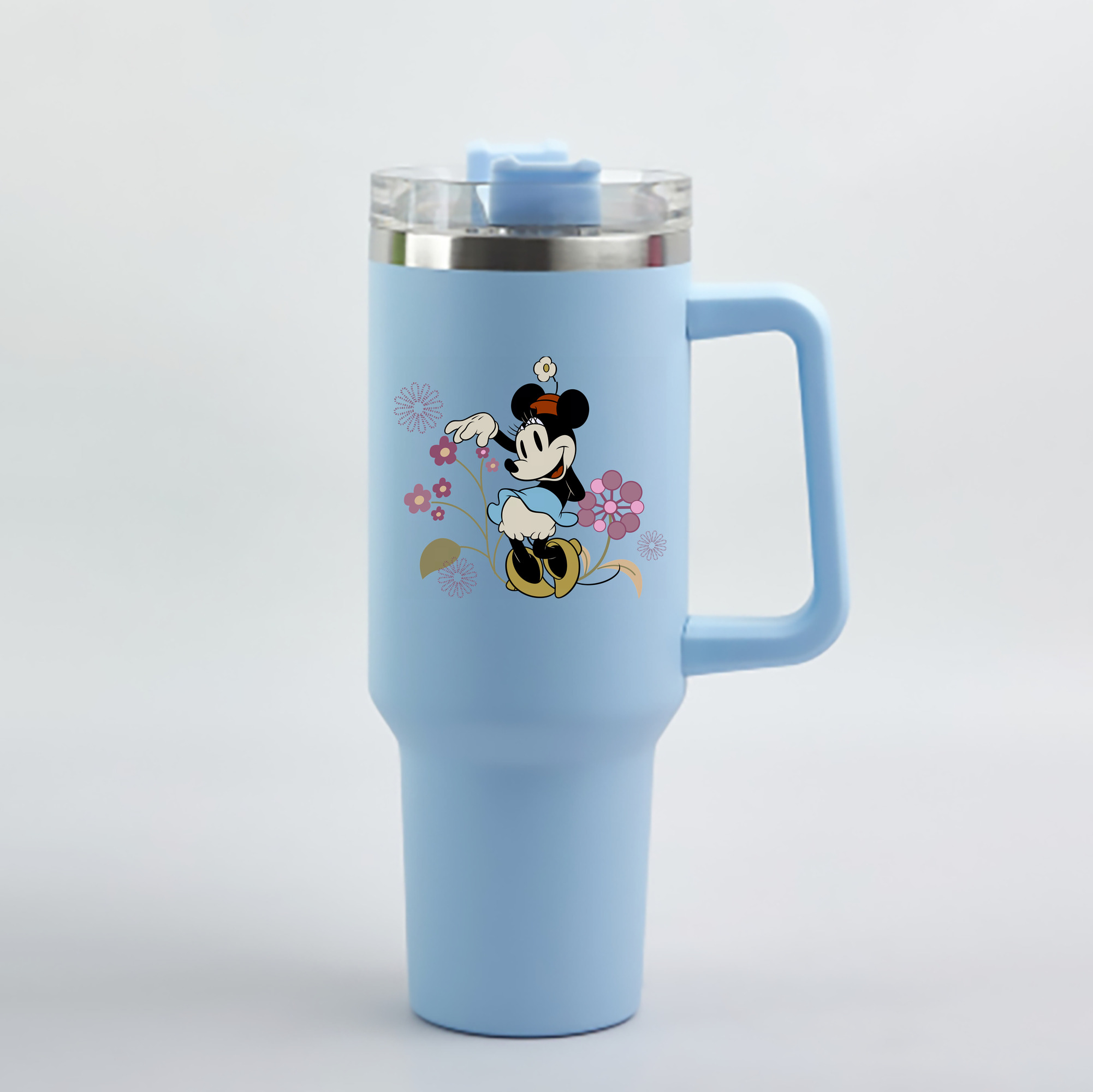 ミッキーマウス Mickey Mouse 1200mL車用タンブラー - クリスタルステッカー（プラスチックストロー付き）