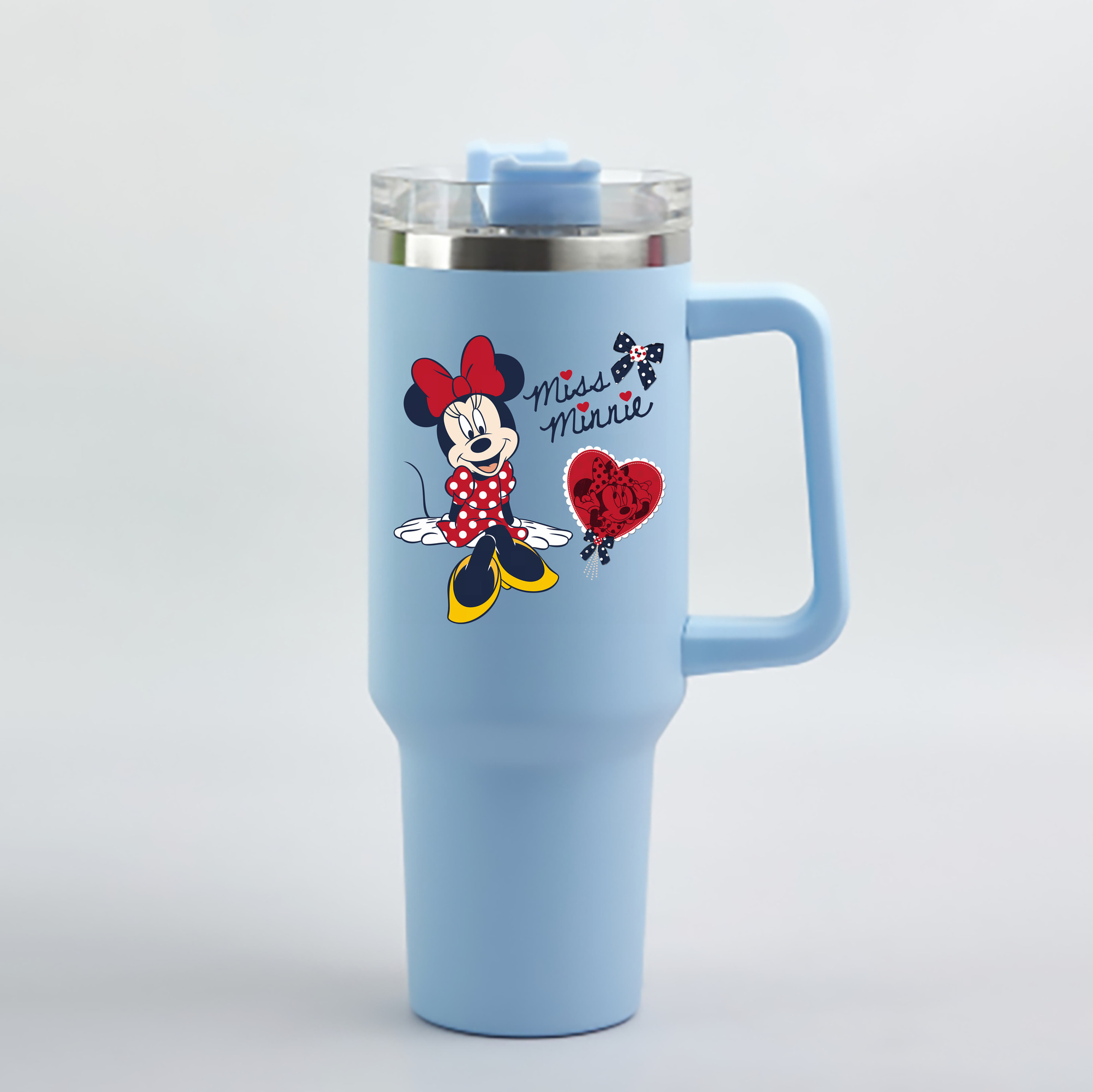 （画像用） ミッキーマウス Mickey Mouse 1200mL車用タンブラー - クリスタルステッカー（プラスチックストロー付き）