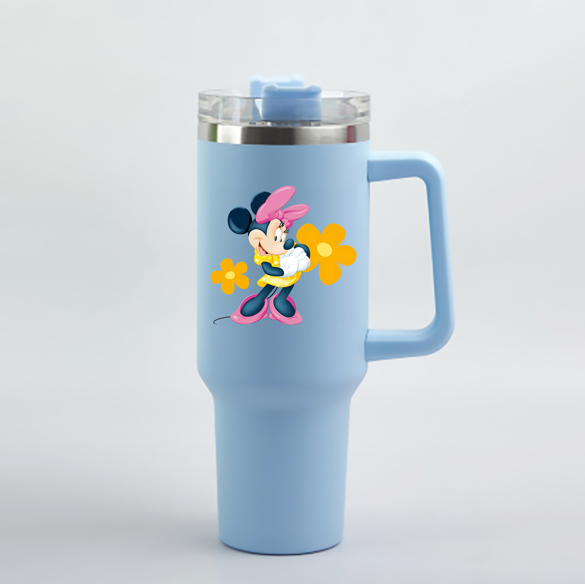 （画像用） ミッキーマウス Mickey Mouse 1200mL車用タンブラー - クリスタルステッカー（プラスチックストロー付き）