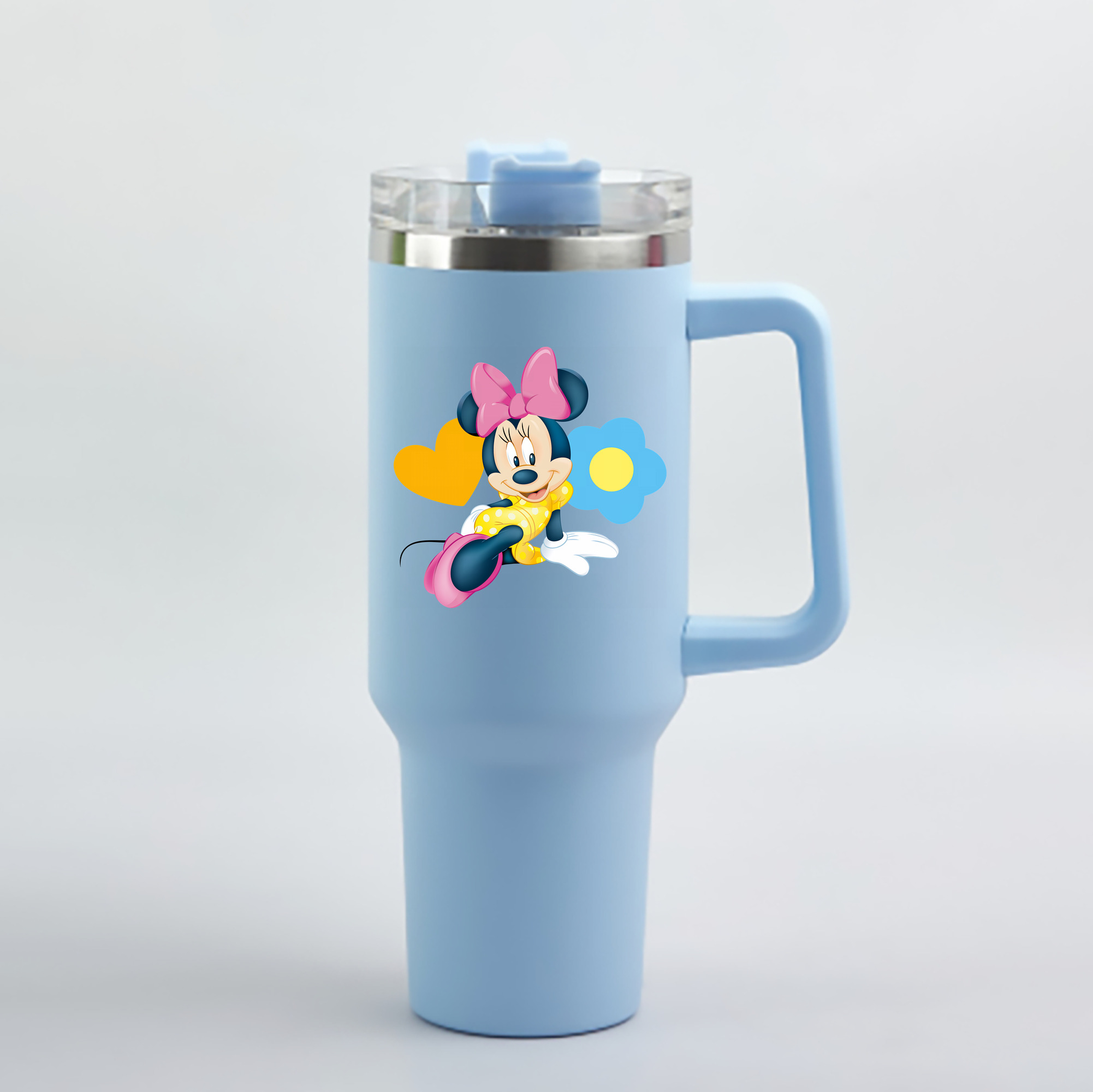 （画像用） ミッキーマウス Mickey Mouse 1200mL車用タンブラー - クリスタルステッカー（プラスチックストロー付き）