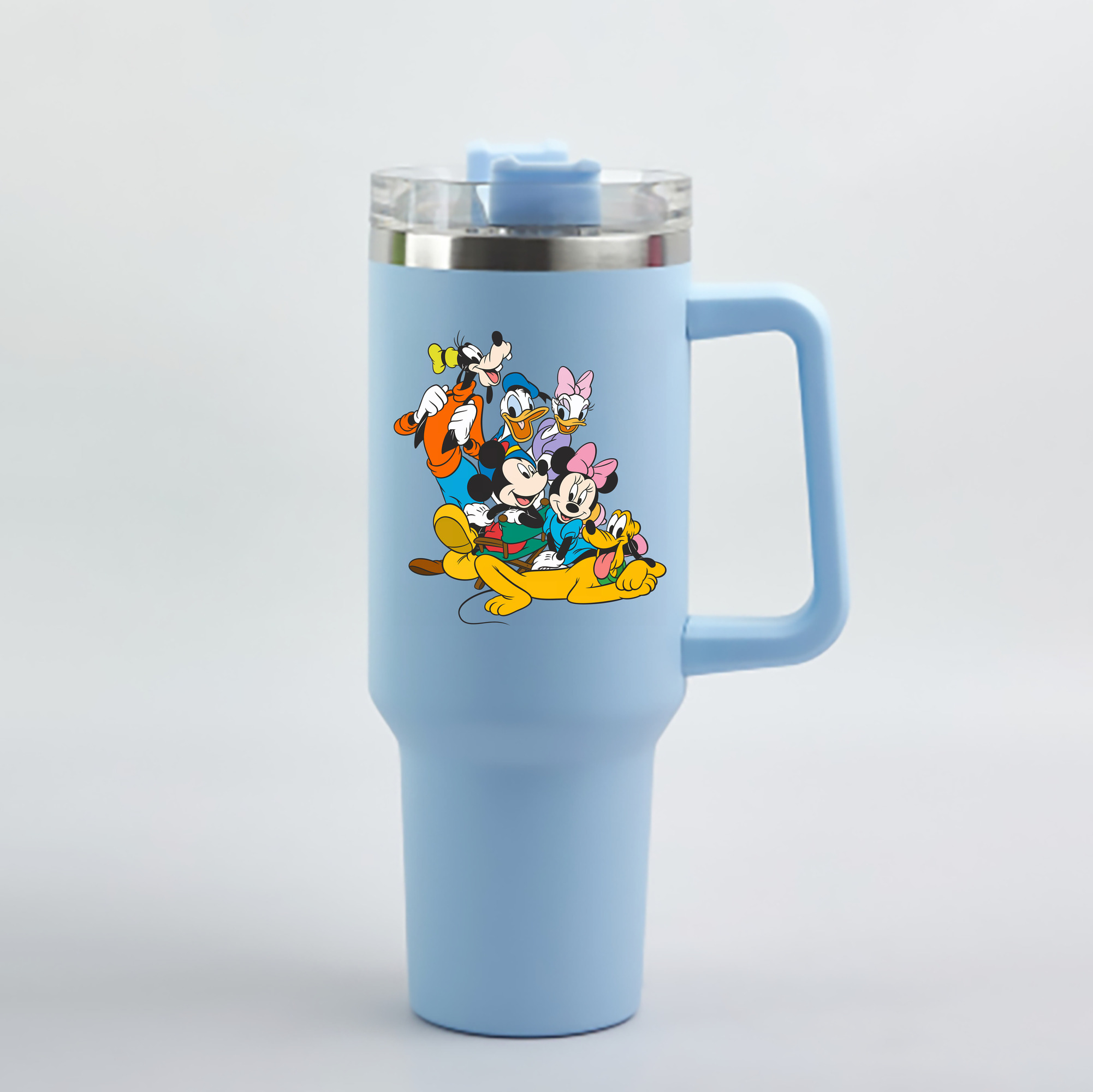（画像用） ミッキーマウス Mickey Mouse 1200mL車用タンブラー - クリスタルステッカー（プラスチックストロー付き）