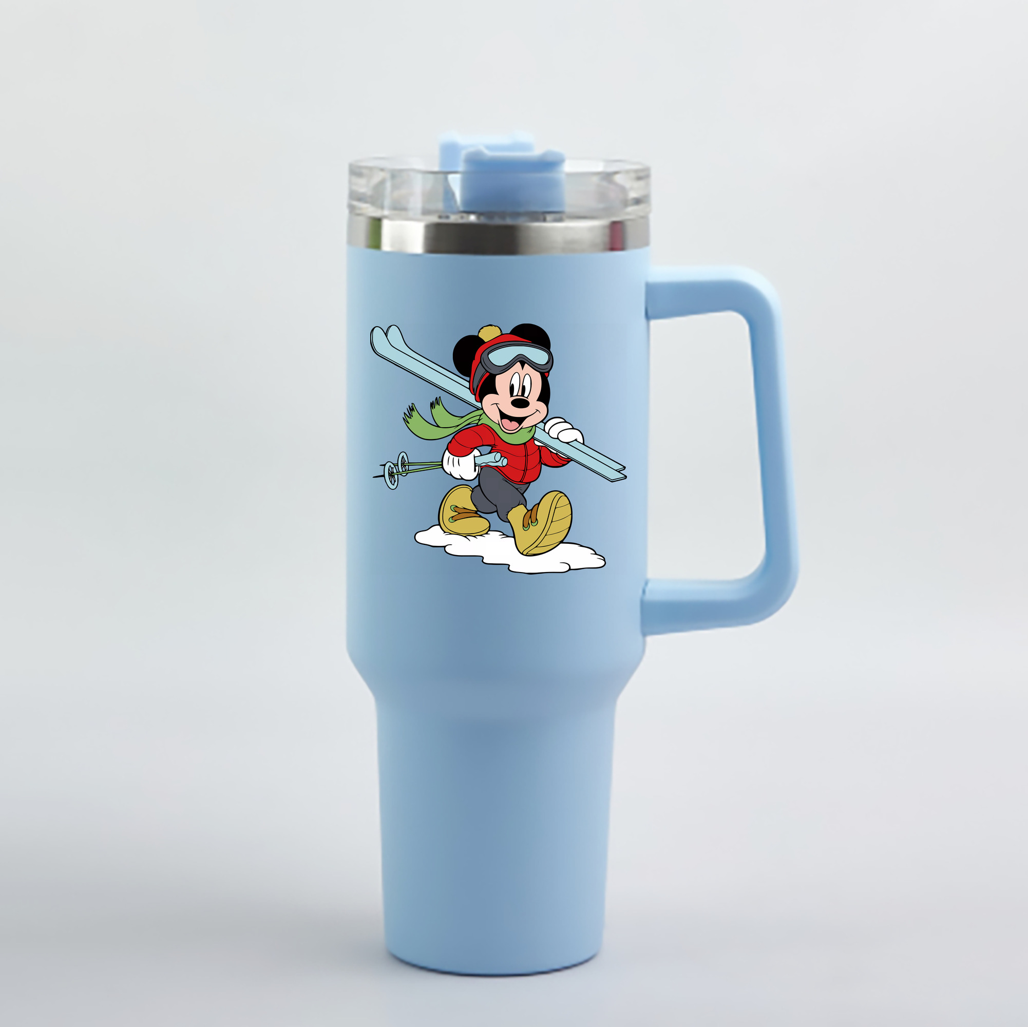 （画像用） ミッキーマウス Mickey Mouse 1200mL車用タンブラー - クリスタルステッカー（プラスチックストロー付き）