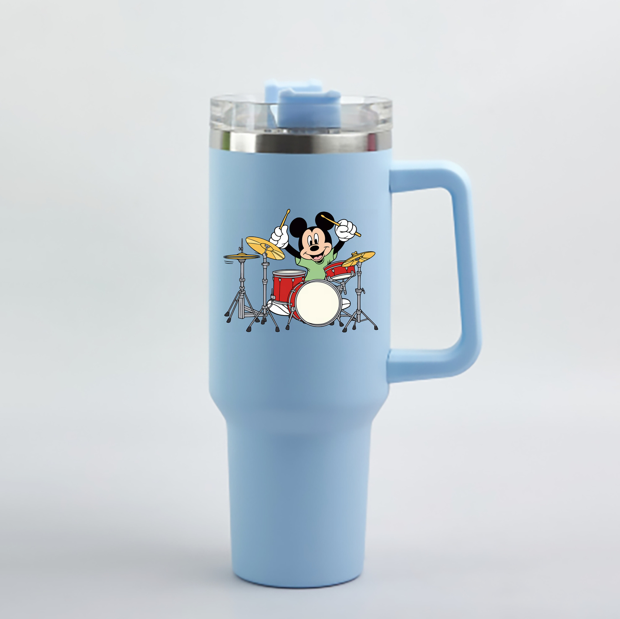 （画像用） ミッキーマウス Mickey Mouse 1200mL車用タンブラー - クリスタルステッカー（プラスチックストロー付き）
