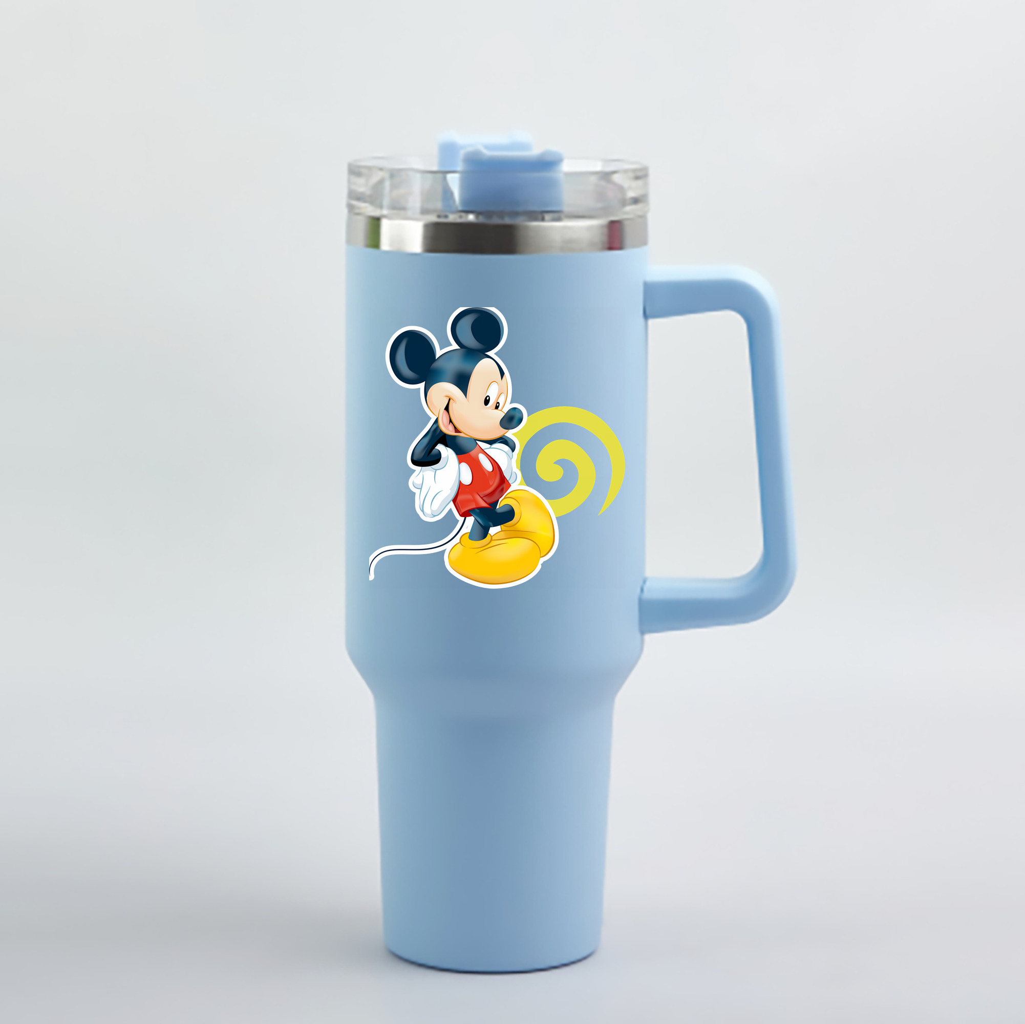 （画像用） ミッキーマウス Mickey Mouse 1200mL車用タンブラー - クリスタルステッカー（プラスチックストロー付き）