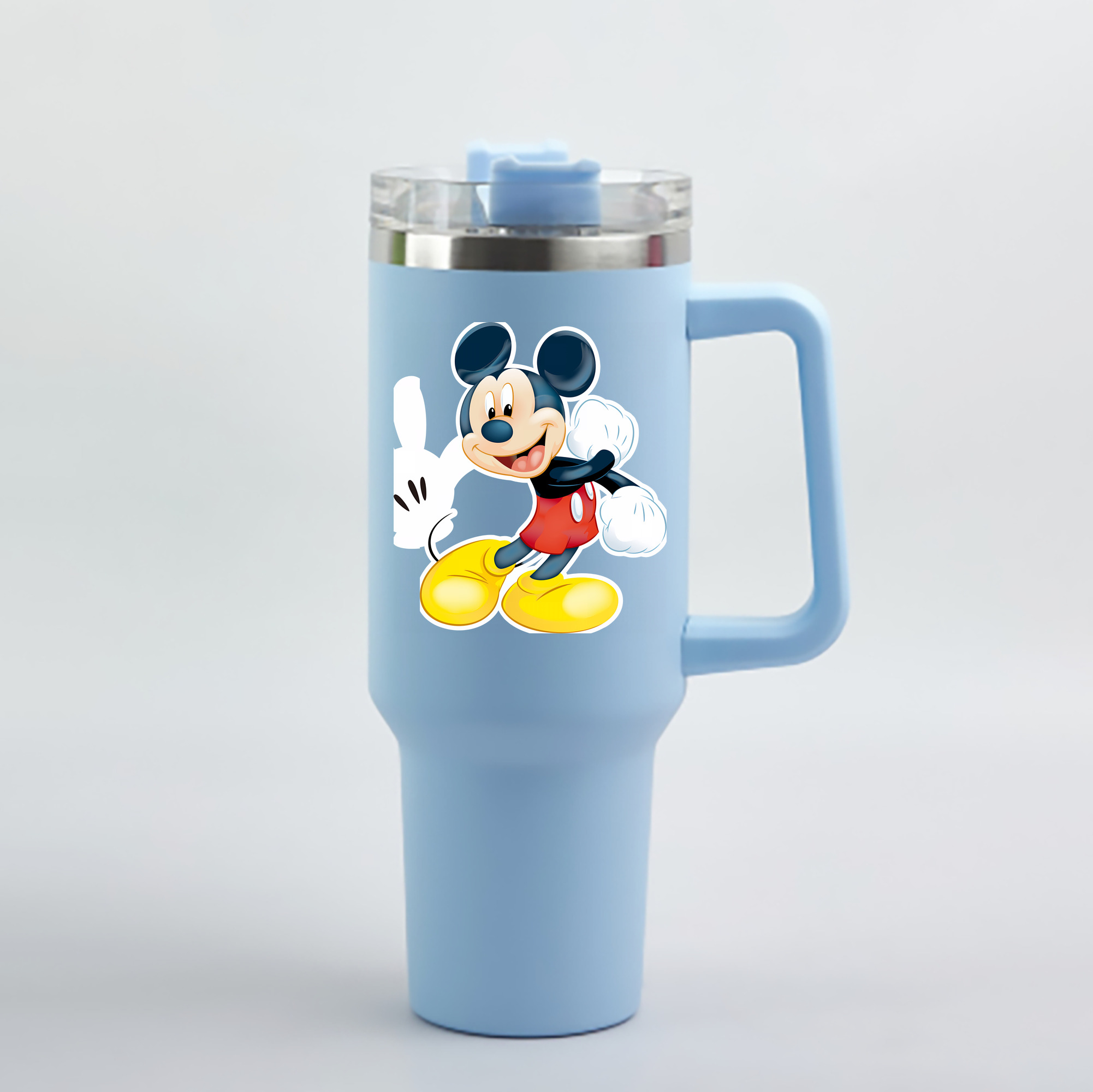 （画像用） ミッキーマウス Mickey Mouse 1200mL車用タンブラー - クリスタルステッカー（プラスチックストロー付き）