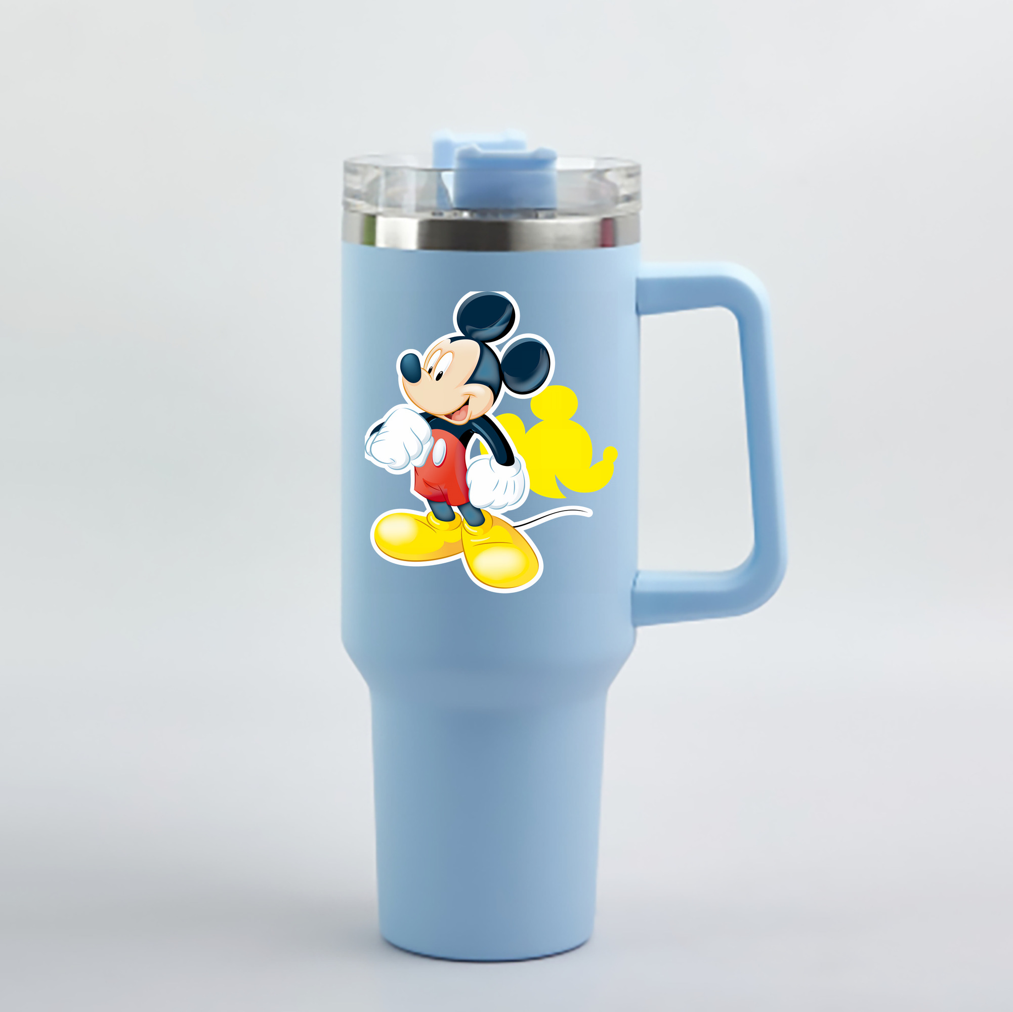 （画像用） ミッキーマウス Mickey Mouse 1200mL車用タンブラー - クリスタルステッカー（プラスチックストロー付き）