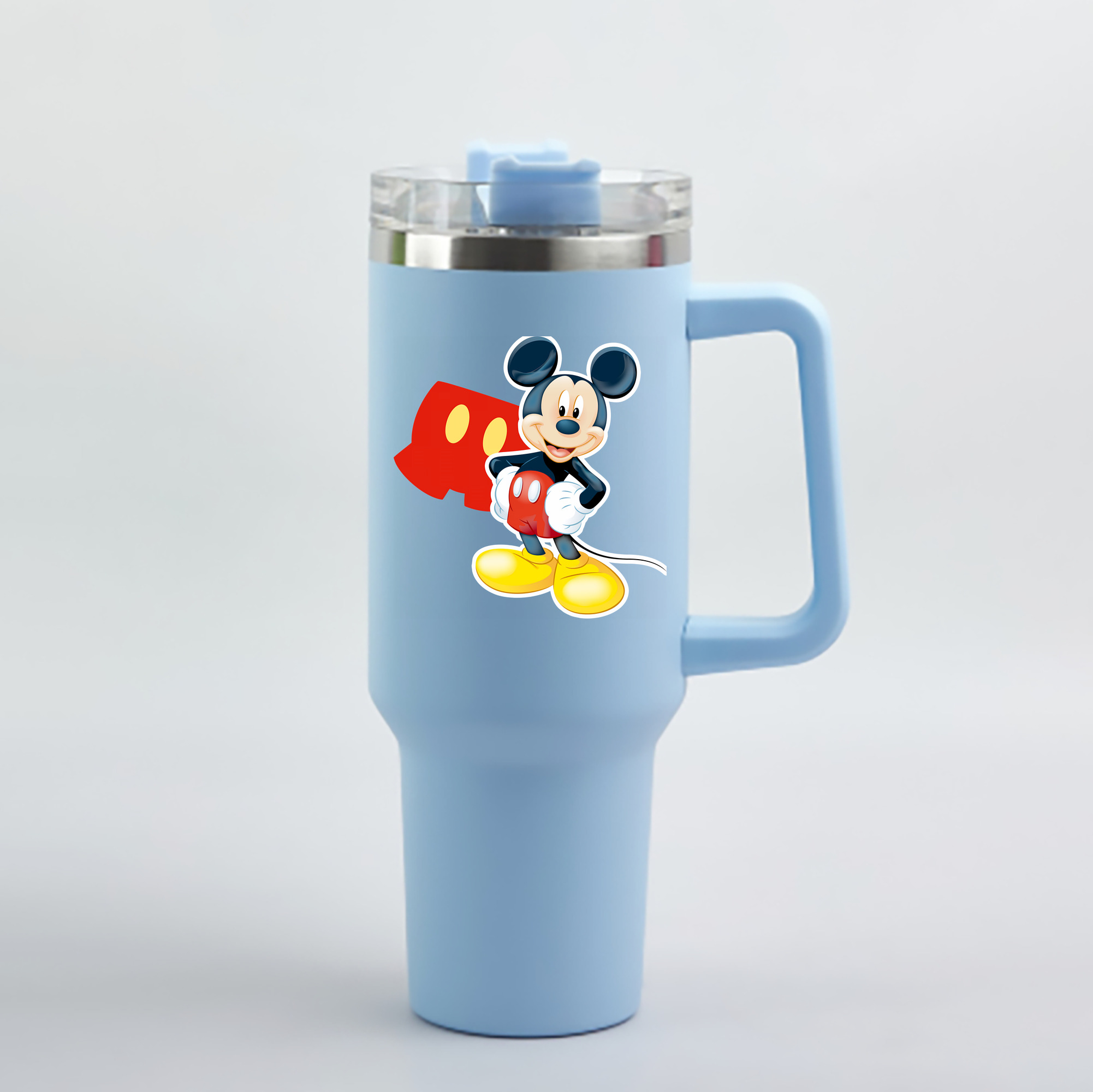 （画像用） ミッキーマウス Mickey Mouse 1200mL車用タンブラー - クリスタルステッカー（プラスチックストロー付き）