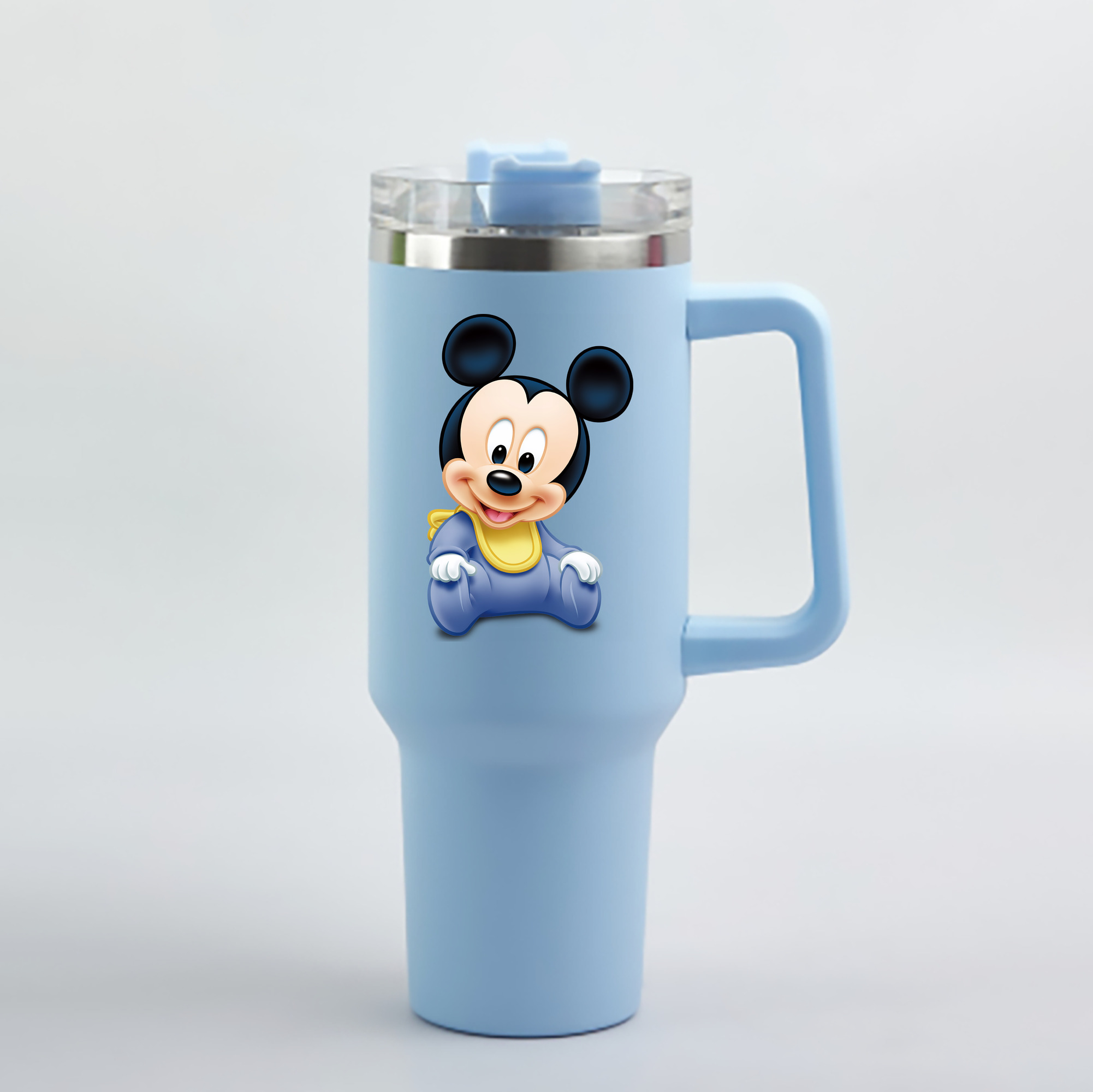 （画像用） ミッキーマウス Mickey Mouse 1200mL車用タンブラー - クリスタルステッカー（プラスチックストロー付き）