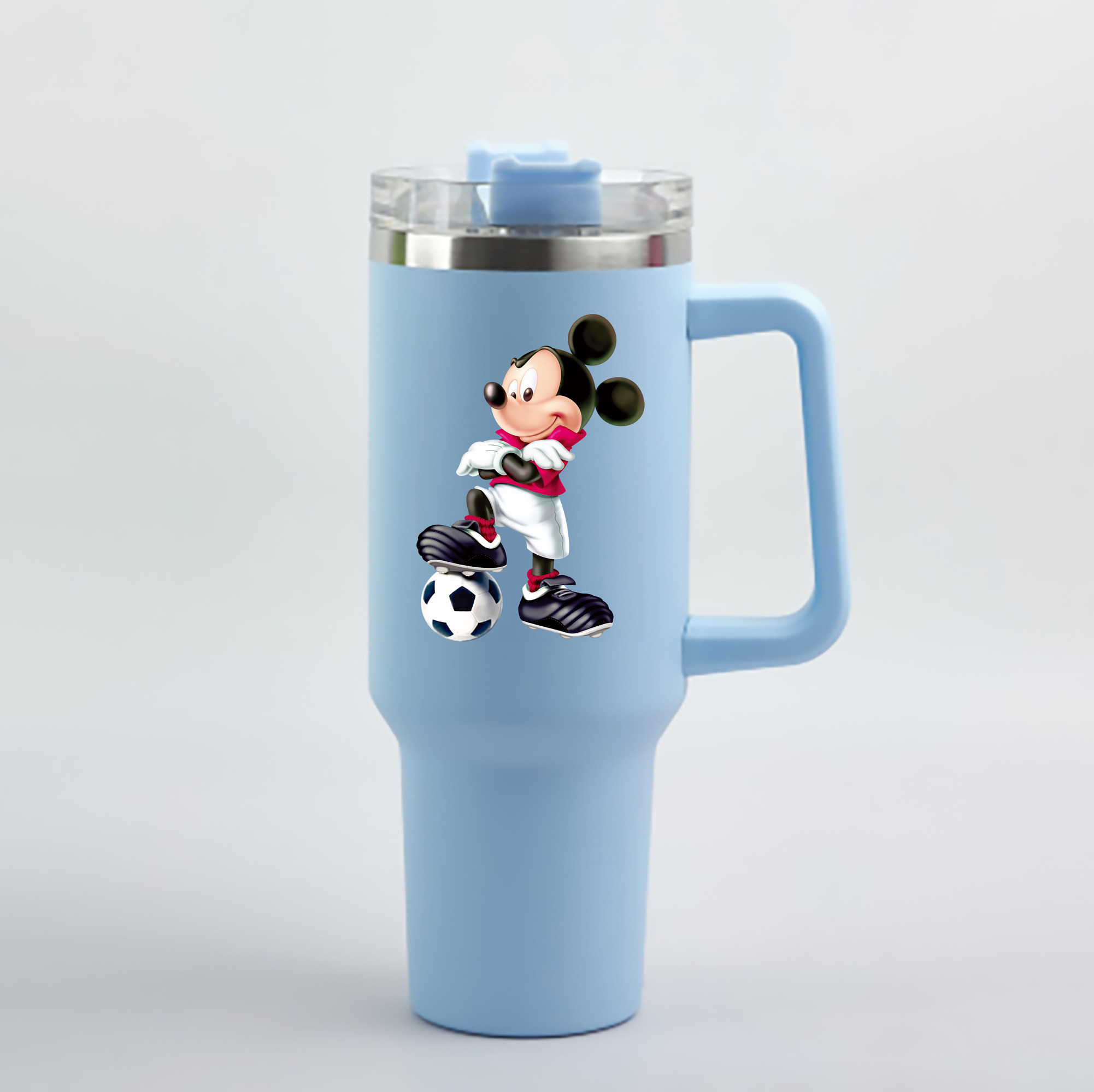（画像用） ミッキーマウス Mickey Mouse 1200mL車用タンブラー - クリスタルステッカー（プラスチックストロー付き）