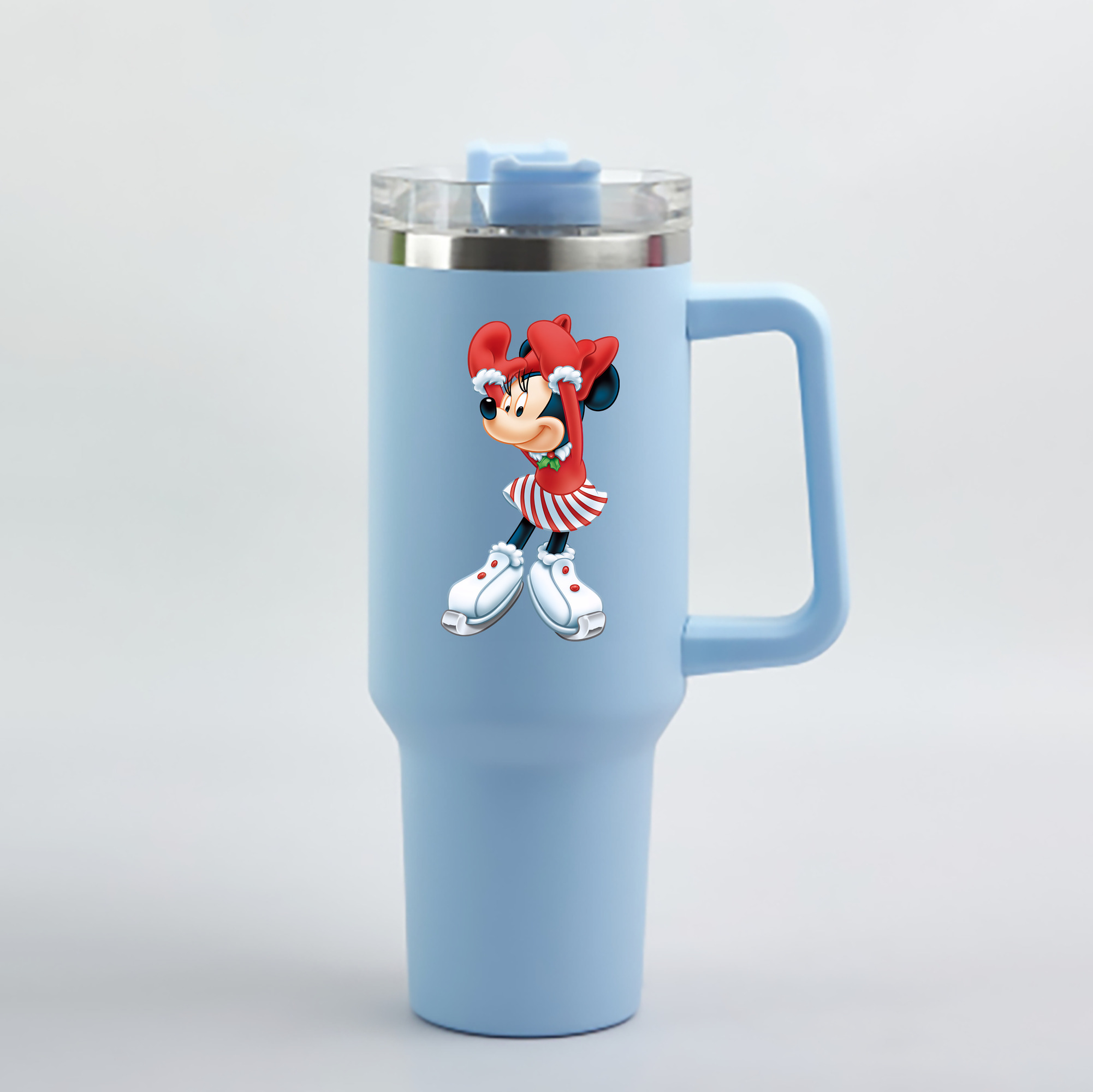 （画像用） ミッキーマウス Mickey Mouse 1200mL車用タンブラー - クリスタルステッカー（プラスチックストロー付き）