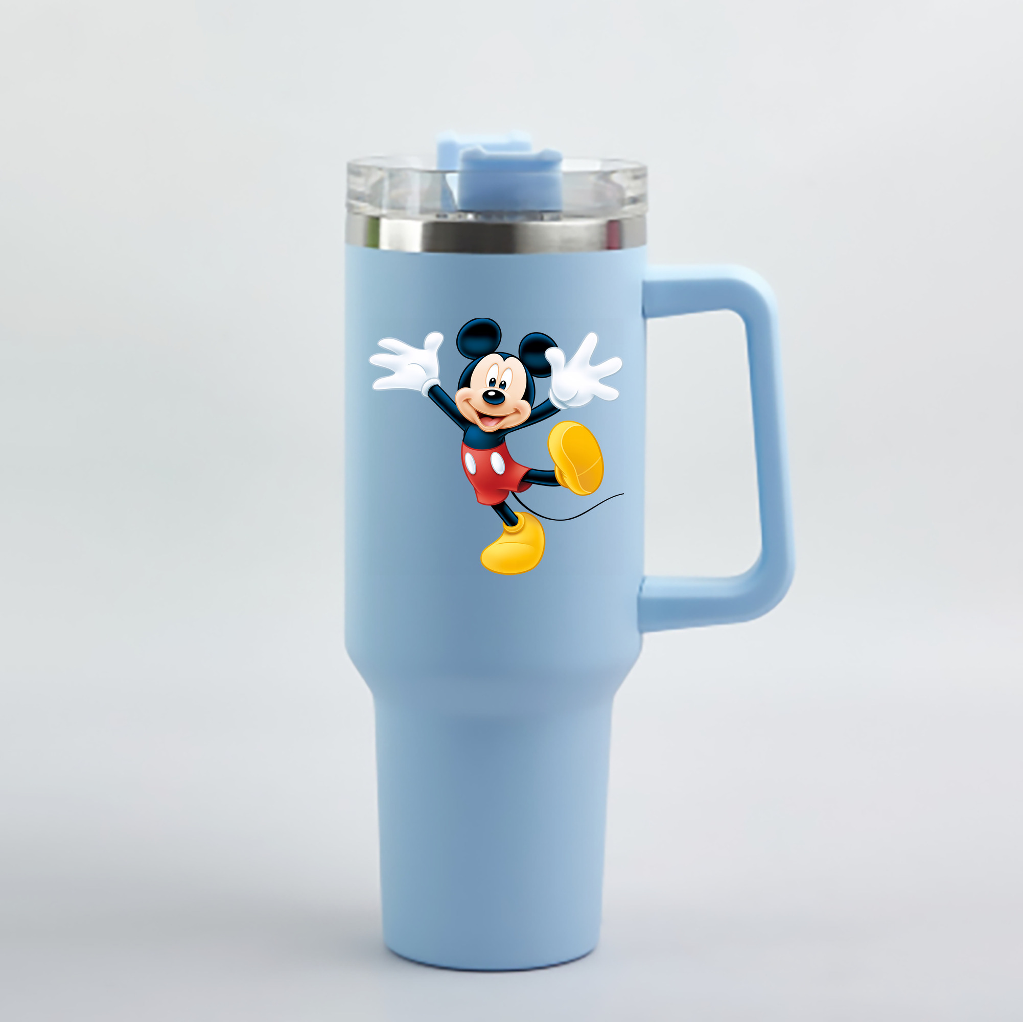 （画像用） ミッキーマウス Mickey Mouse 1200mL車用タンブラー - クリスタルステッカー（プラスチックストロー付き）