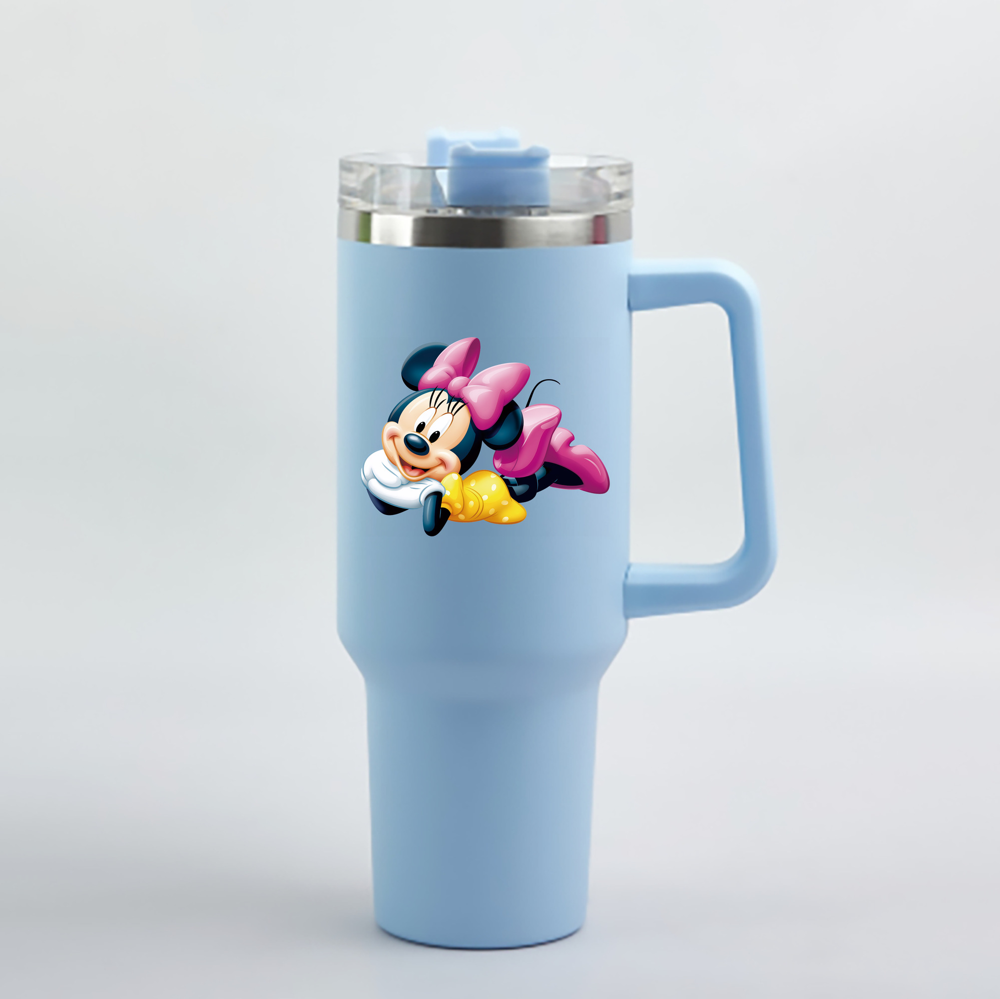 （画像用） ミッキーマウス Mickey Mouse 1200mL車用タンブラー - クリスタルステッカー（プラスチックストロー付き）