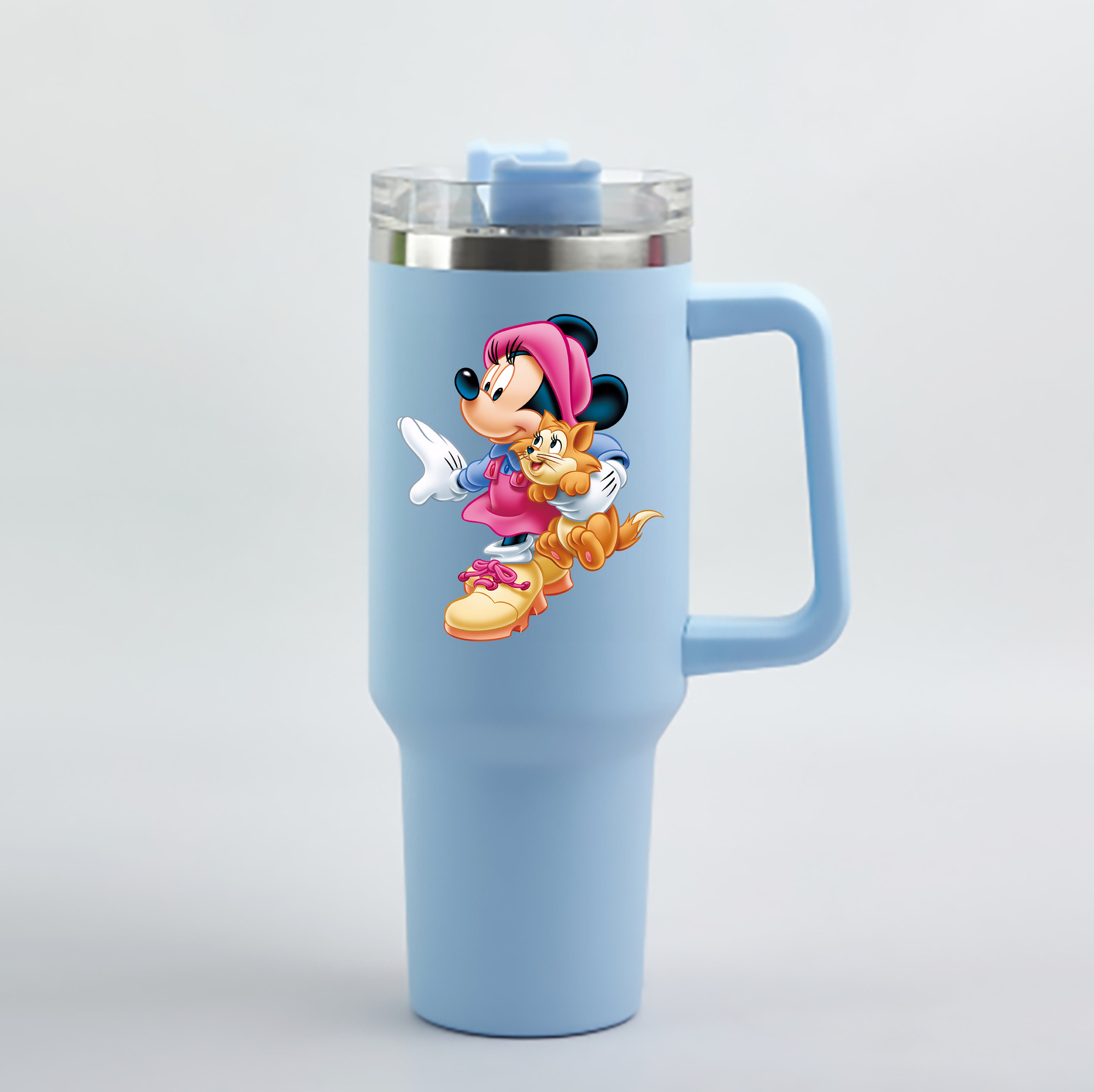 （画像用） ミッキーマウス Mickey Mouse 1200mL車用タンブラー - クリスタルステッカー（プラスチックストロー付き）